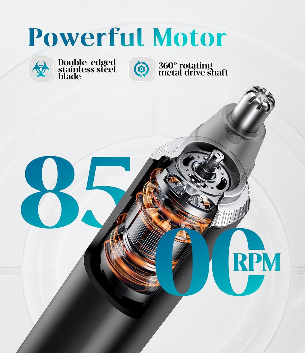 Nose Hair Trimmer for Men and Women, Type-C Rechargeable Precision Groomer with Double-Edged Blades, Painless & IPX7
