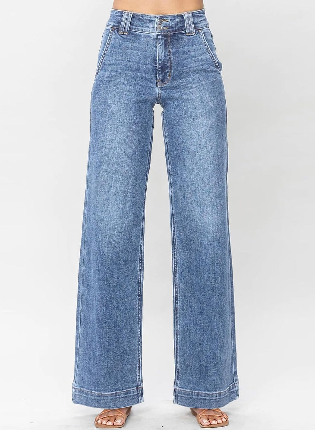 Women's High Waisted Wide Leg Straight Jeans