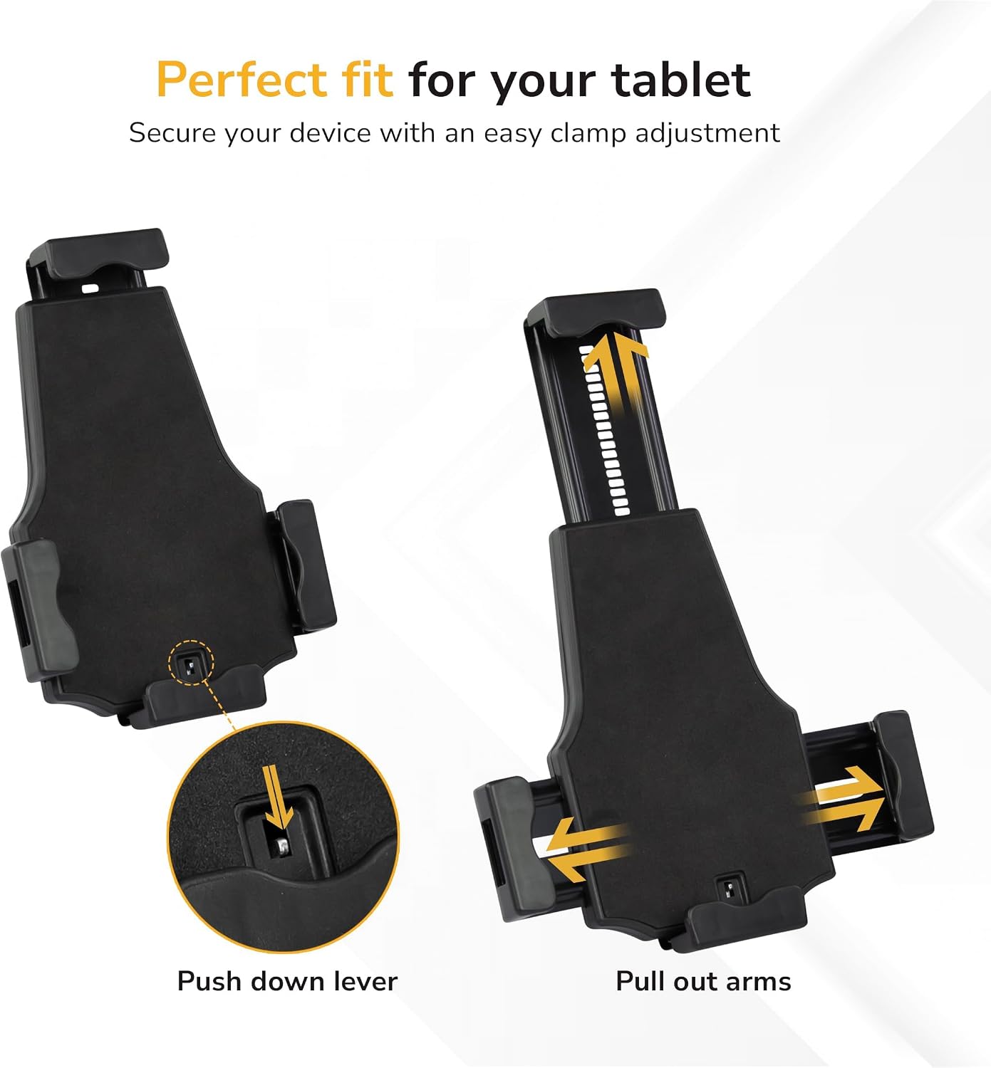 Universal Tablet POS Kiosk Stand with Cable Lock & Wall Mount Bracket, Adjustable Clamp for 7.9"–11" Tablets (Fits