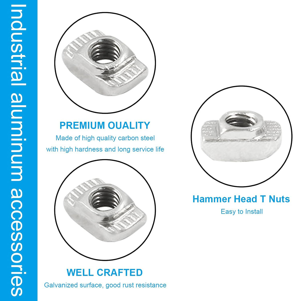 100Pcs M4 2020 Series T Nuts Carbon Steel