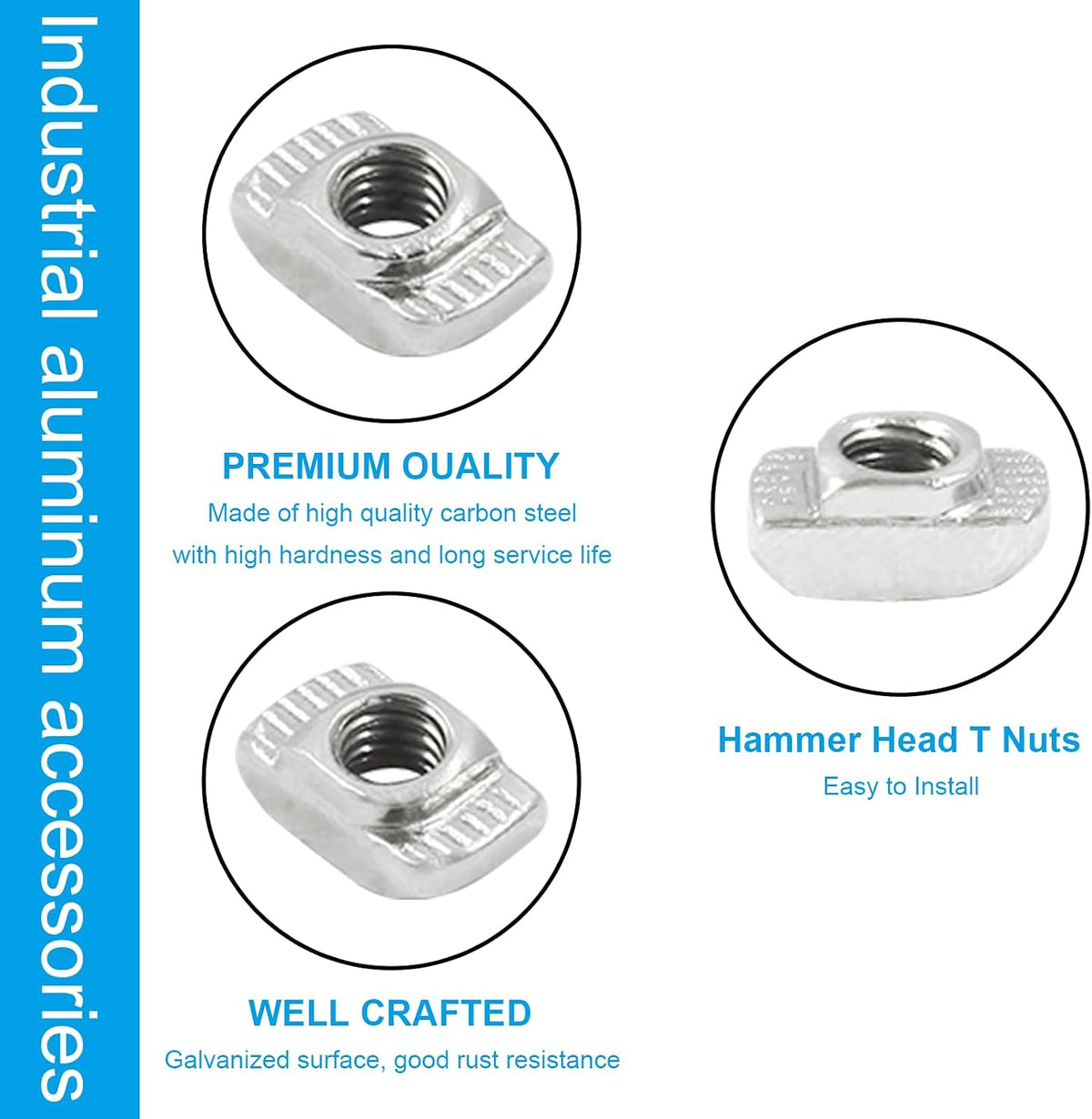 100Pcs M4 2020 Series T Nuts Carbon Steel