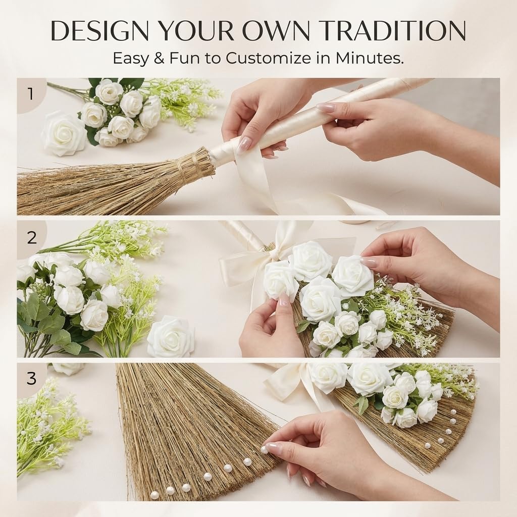 Wedding Broom for Jumping Ceremony, Jumping The Broom for Wedding, Decorative DIY Broomstick