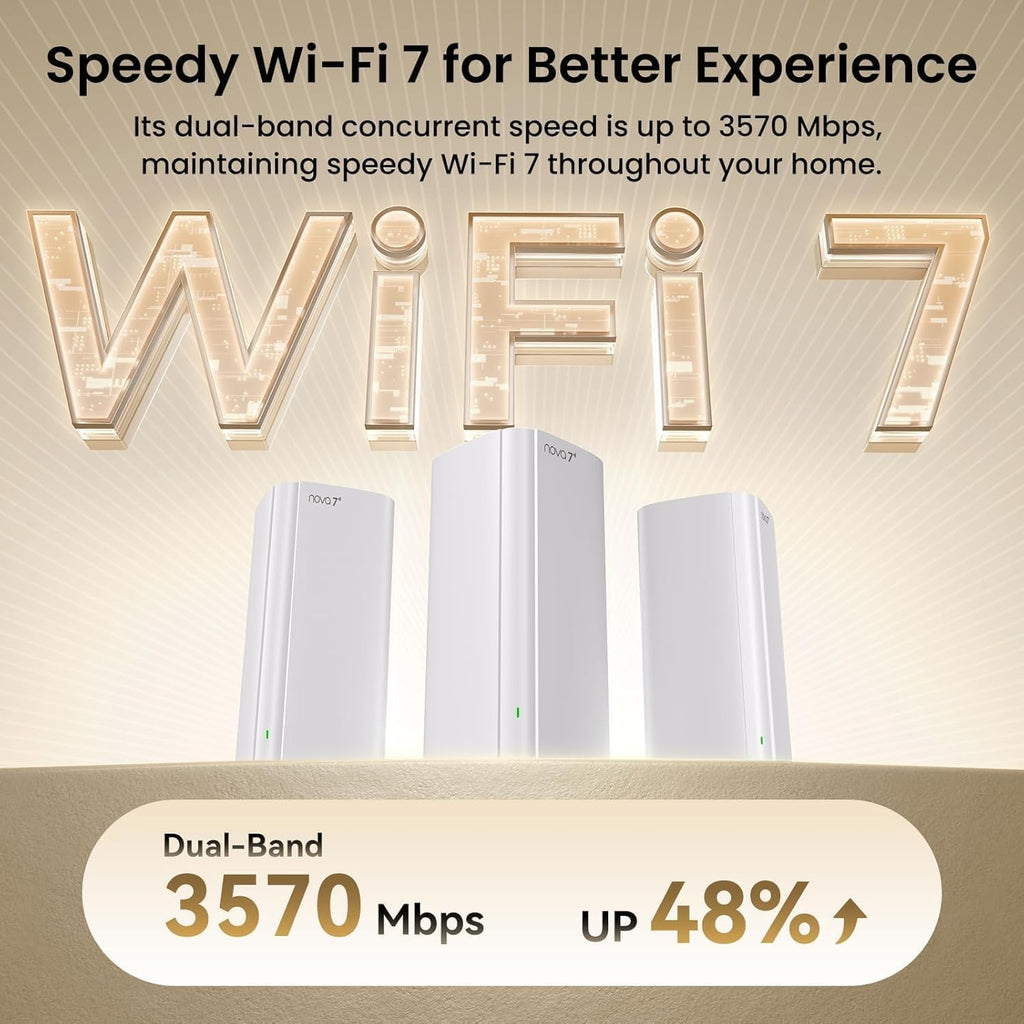 WiFi 7 Mesh System BE3600 – Dual Band Mesh WiFi System for Home, Seamless Mesh Network with 3 Gigabit Ports, Supports