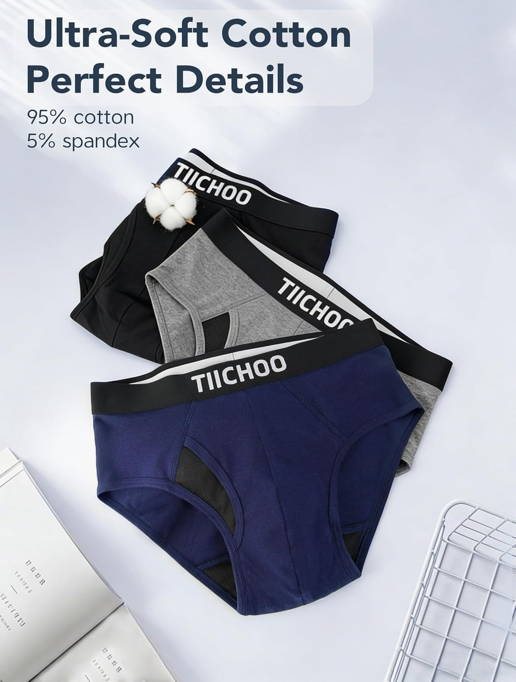 Incontinence Underwear for Men Washable Leak Proof Briefs 5 Pack
