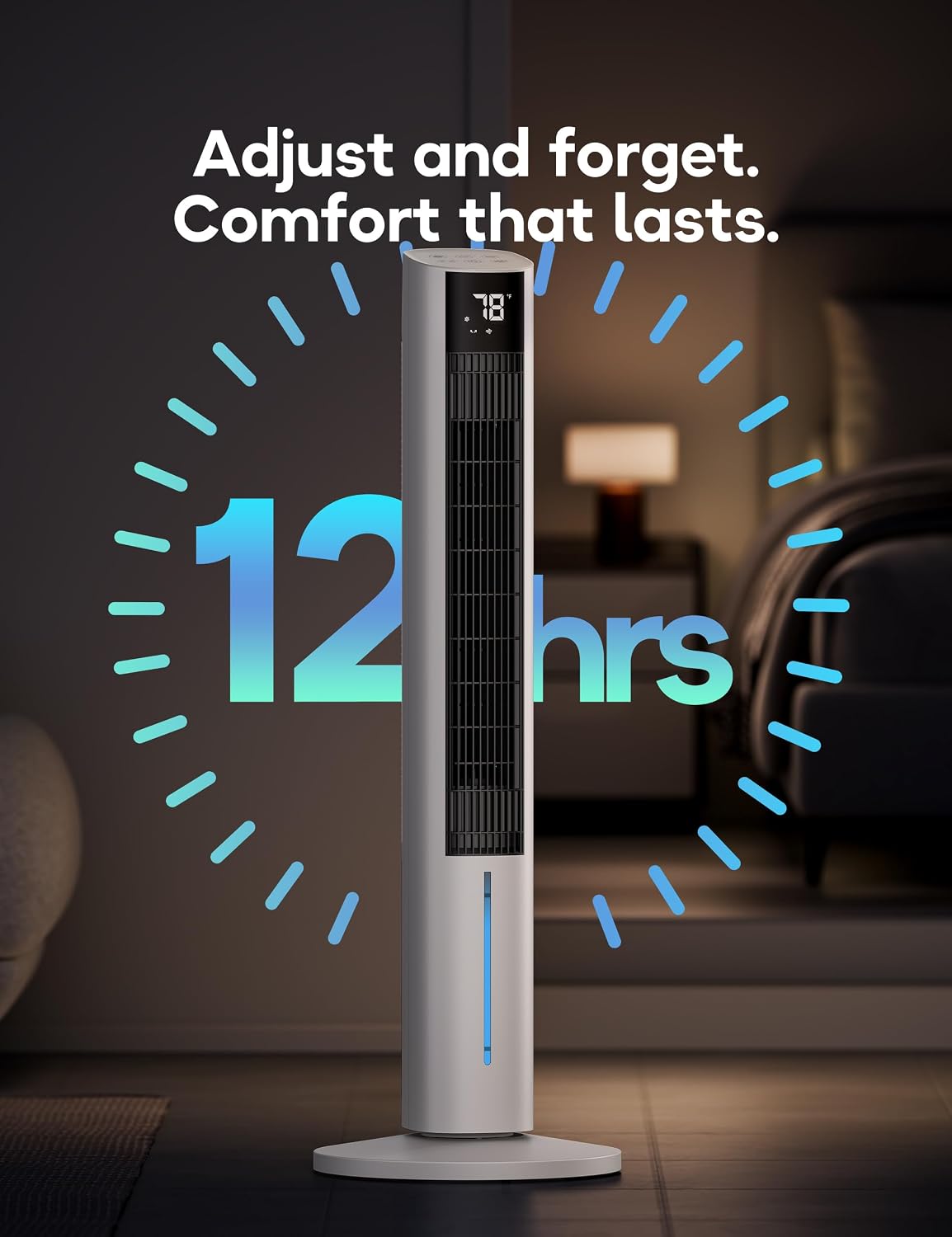 Windowless Portable Air Conditioners, 45" Evaporative Cooler for Room No window, 12H Timer & 60° Swing, 1.06Gal Water