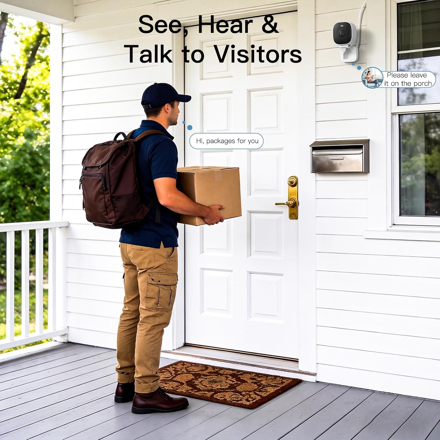 Security Camera Outdoor Indoor, 2.5K Cameras for Home Security Pet/Dog, Color Night Vision, Baby Monitor, Motion