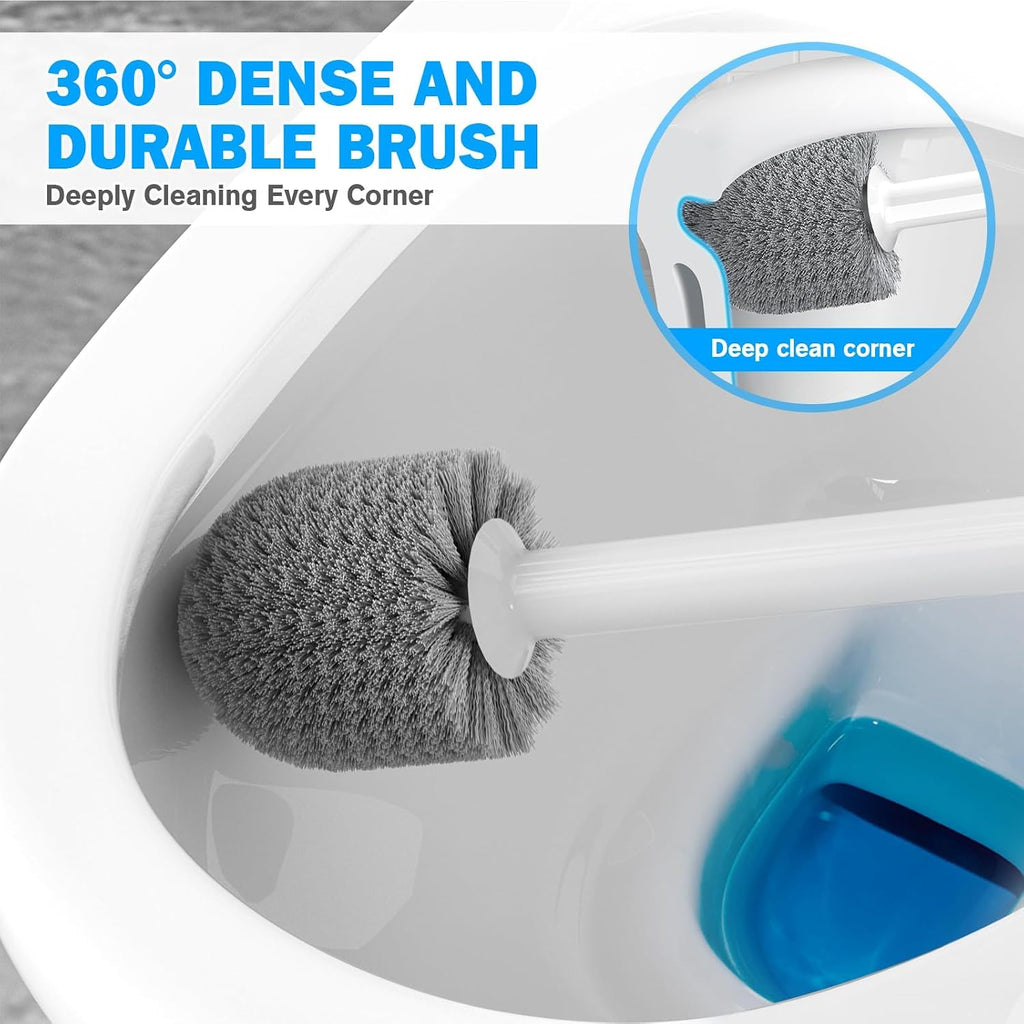 Toilet Plunger and Brush Set, Bowl Brush and Heavy Duty Toilet Plunger with Ventilated Holder, 2-in-1 Toilet Brush