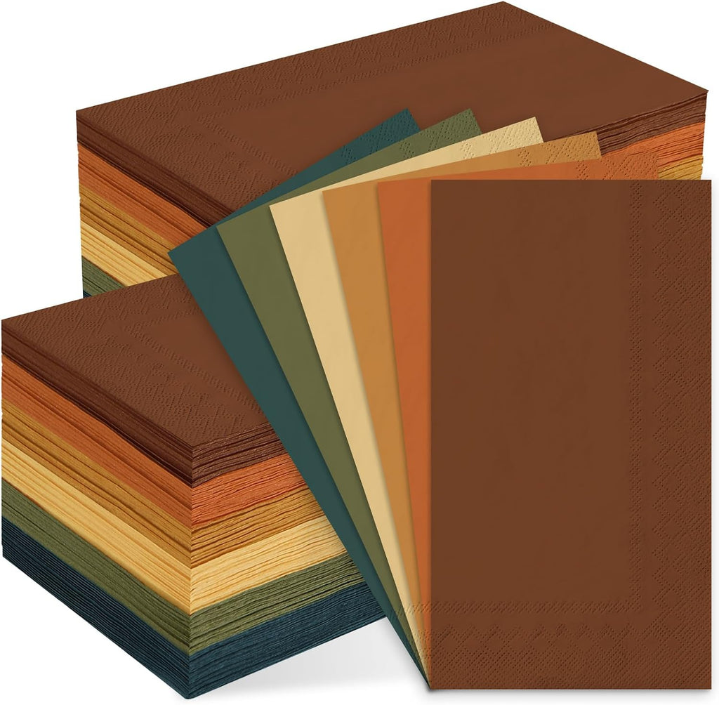 120Pcs Fall Guest Napkins 6 Autumn Colors Disposable Napkin Multi-Color Paper Dinner Hand Towels for Fall Harvest