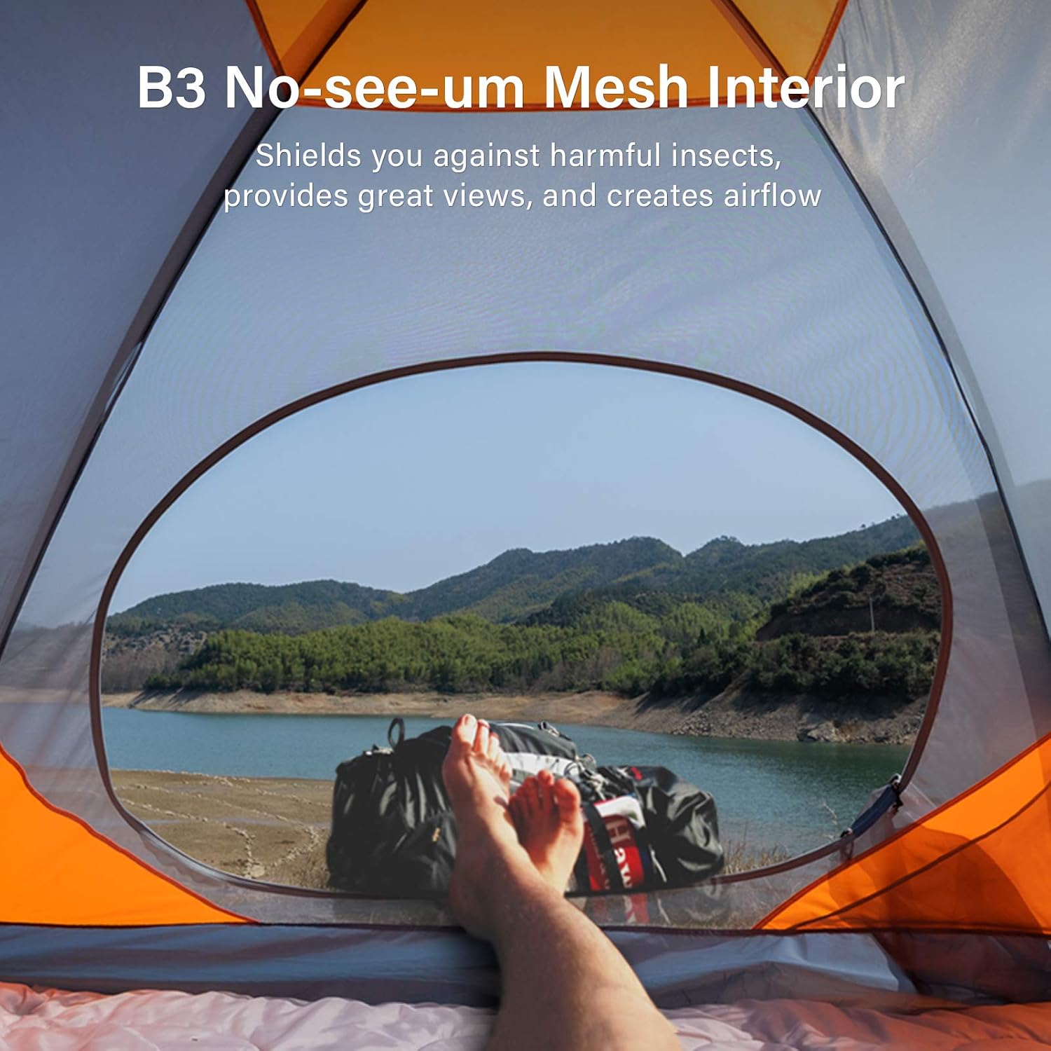 4 Person Backpacking Tent with Matching 4 Person Tent Footprint,Easy Setup Tent with Waterproof Camping Tarp for