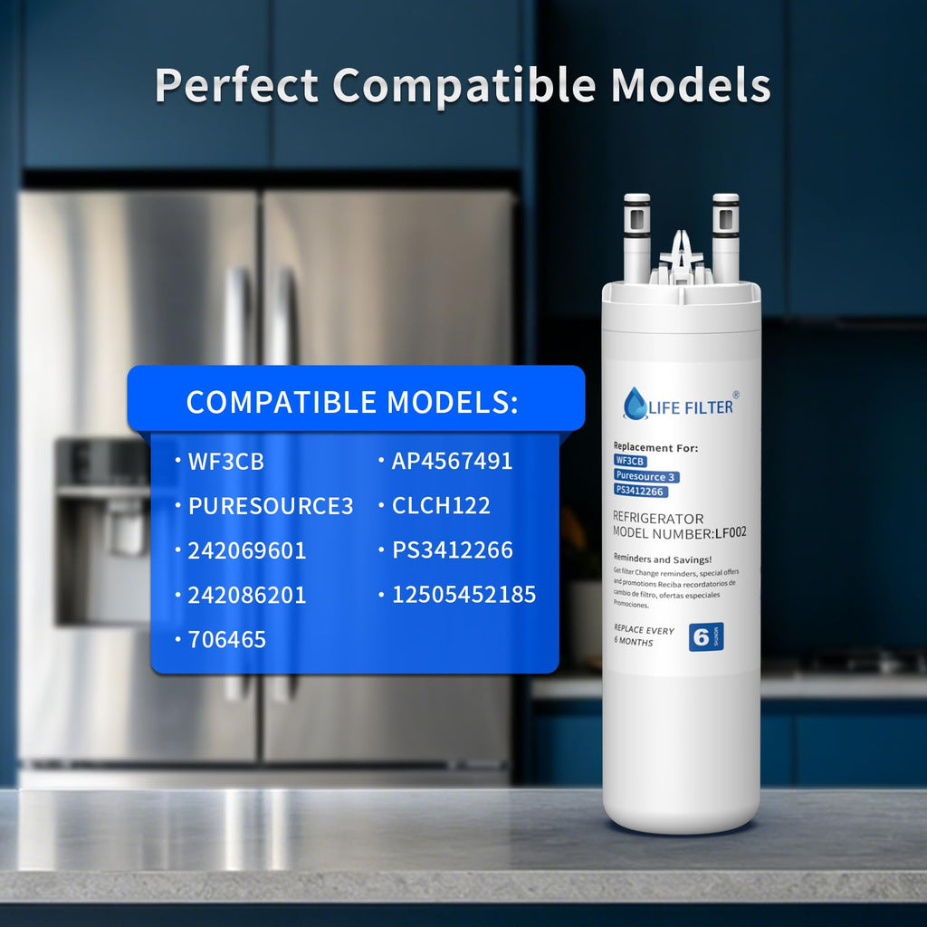 Replacement for WF3CB Refrigerator Water Filter, 3 Pack