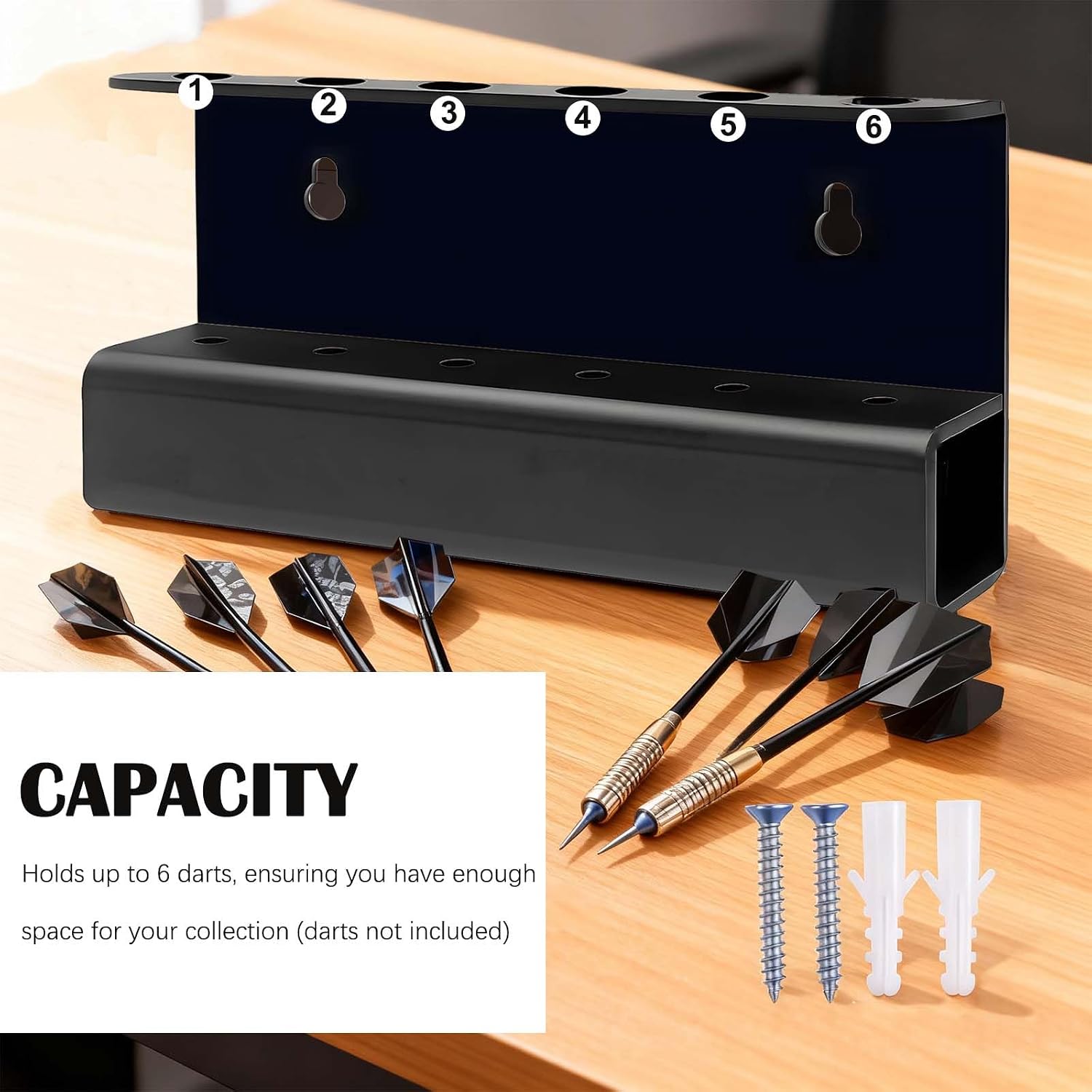 Acrylic Wall Mounted Dart Holder | Display Racks for 6 Steel or Soft Tip Darts | Storage Organizer Bracket | Ideal