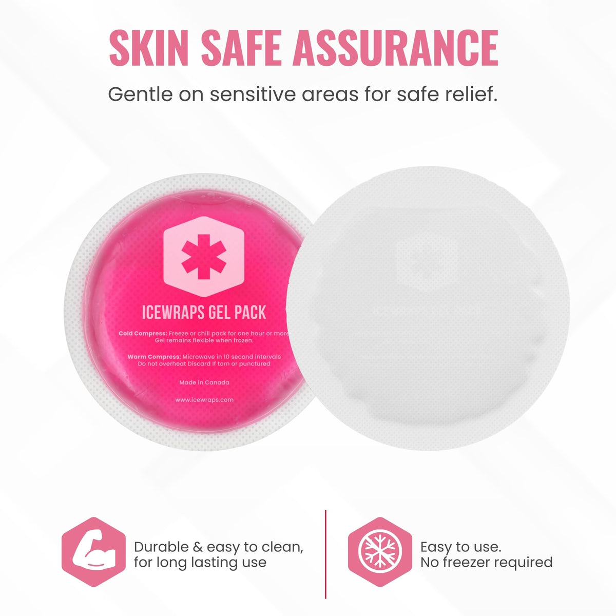 4 inches Round Reusable Ice Packs with Cloth Backing, 5-Pack Pink