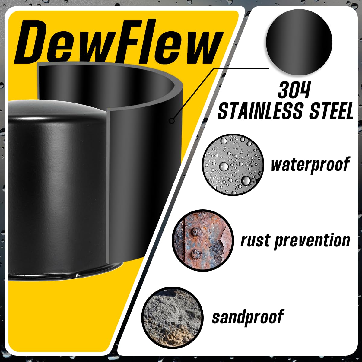4Pcs 4.9" Stainless Trailer Wheel Center Caps, Matte Black