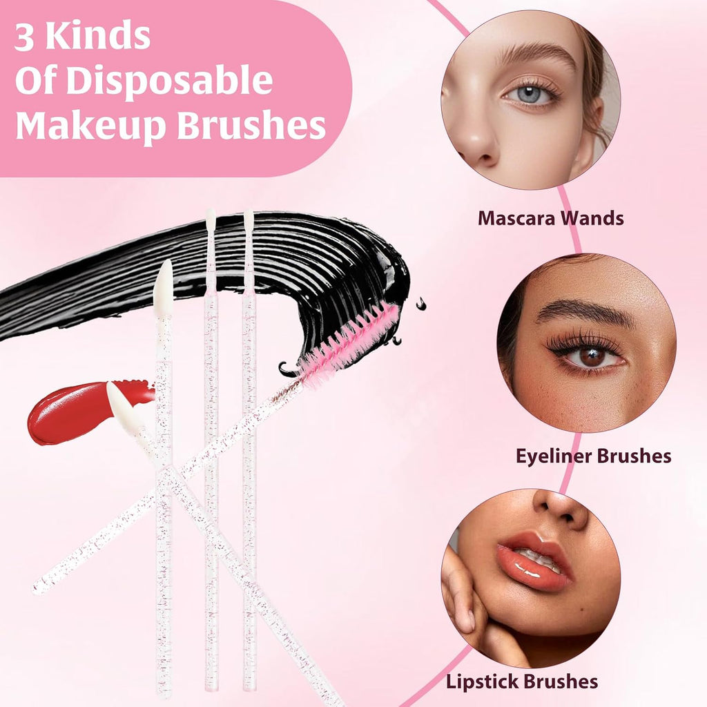 Upgrade 206pcs Disposable Makeup Applicators Kit, Mascara brush/Lip Applicators/Micro Applicator Brushes/Dual Sides