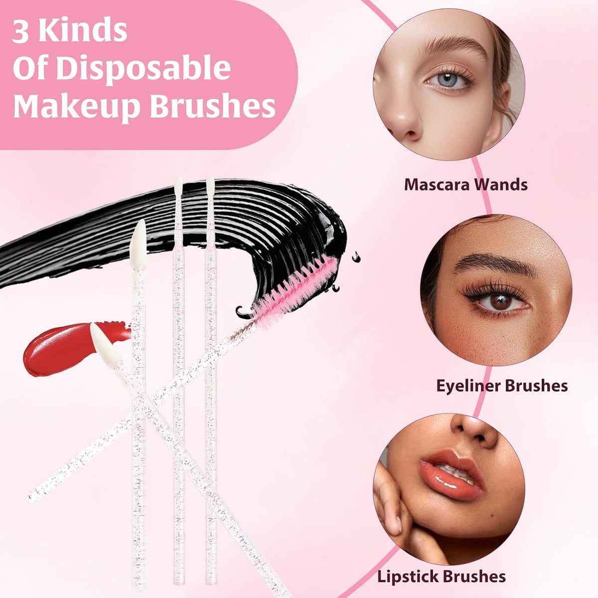 Upgrade 206pcs Disposable Makeup Applicators Kit, Mascara brush/Lip Applicators/Micro Applicator Brushes/Dual Sides