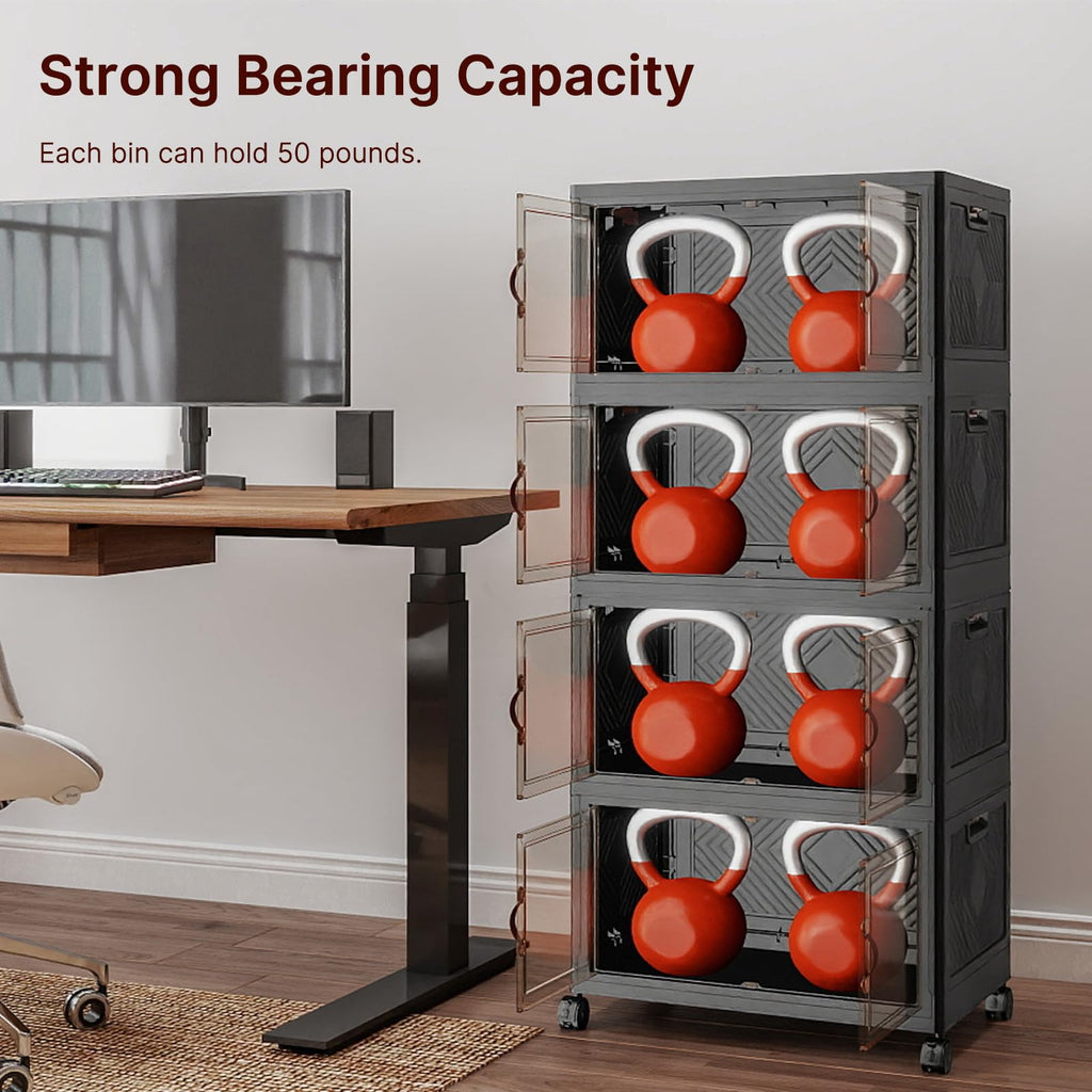 208QT Stackable Storage Bins with Lids,Doors & Wheels