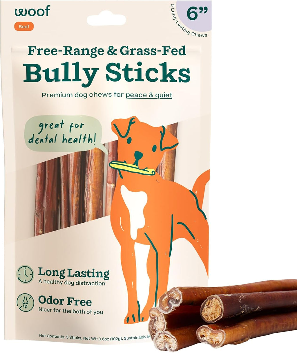 Bully Sticks Dog Chew Treats, 6 Inch, 5 Count