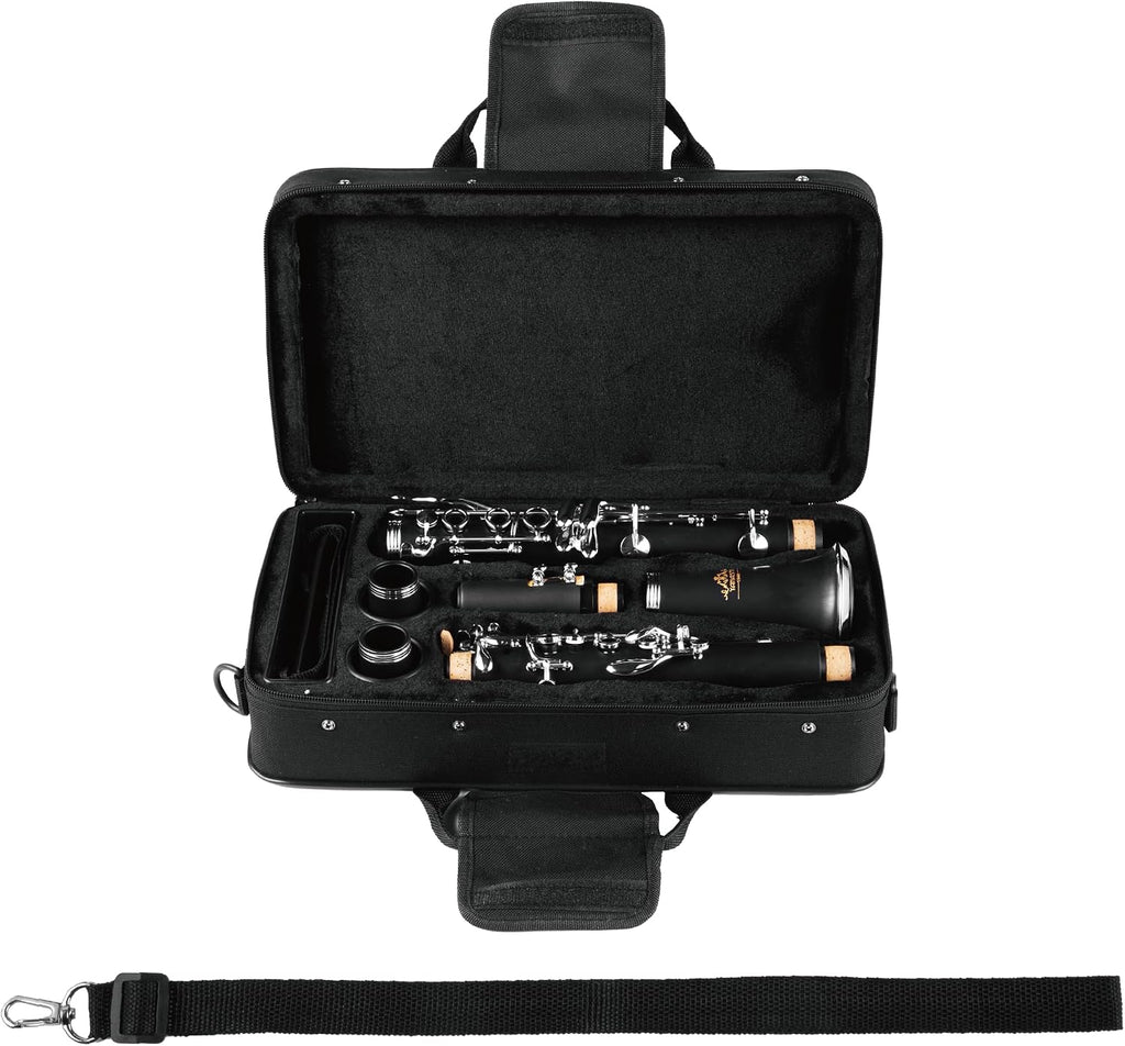 YANASON Bb clarinet for beginners, Bb nickel-plated 17-keys clarinet, suitable for students, professionals, school