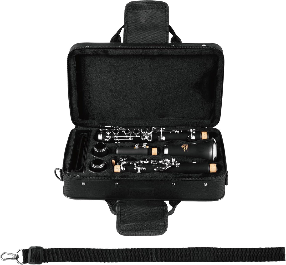 YANASON Bb clarinet for beginners, Bb nickel-plated 17-keys clarinet, suitable for students, professionals, school