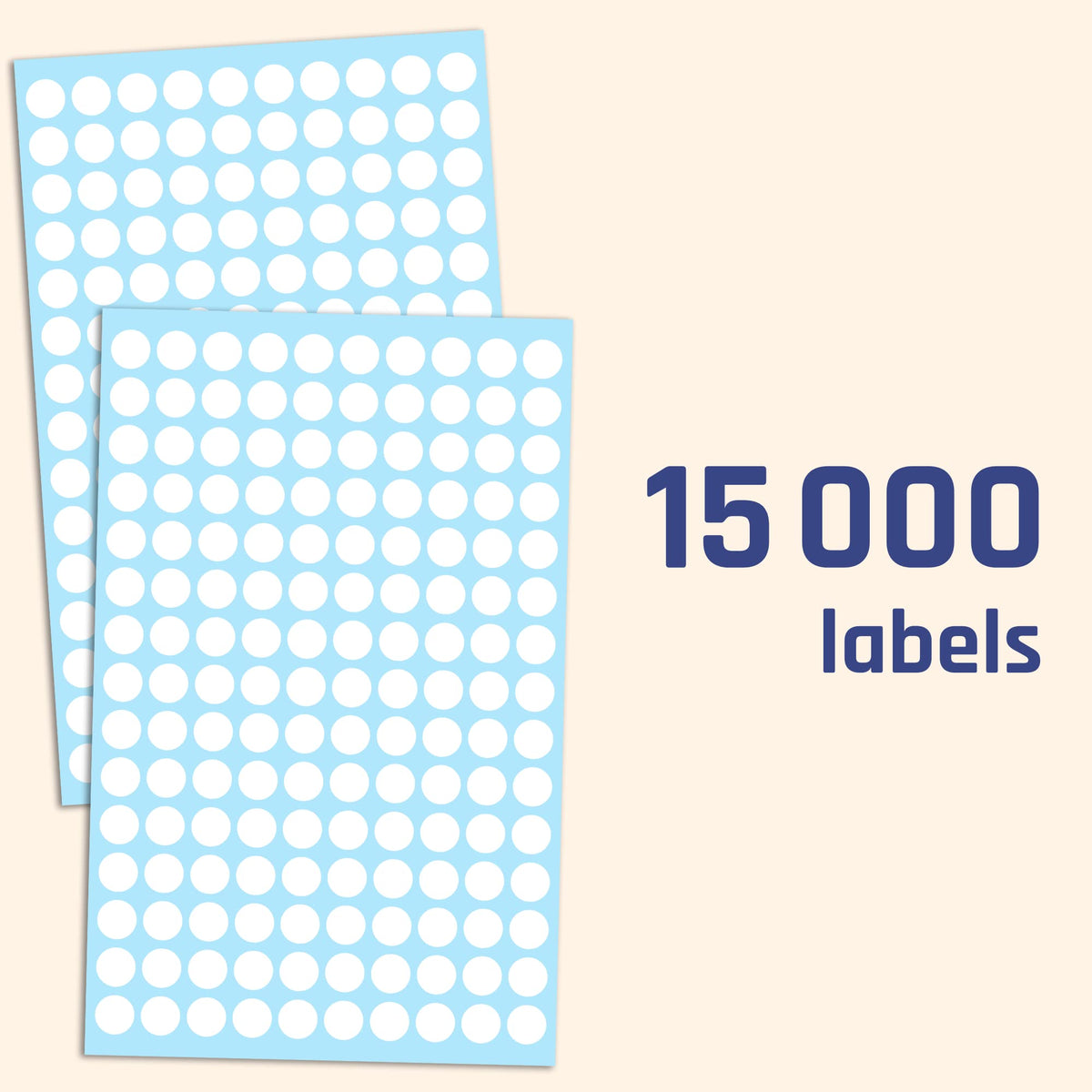 15,000 Pack - 0.375" Round Dot Stickers Labels - White