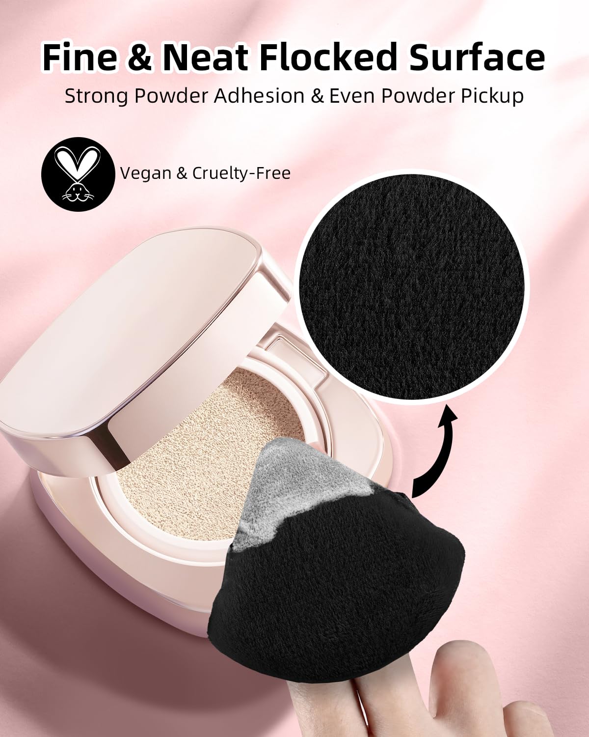 Powder Puff Triangle, Velour Powder Puffs for Loose & Foundation
