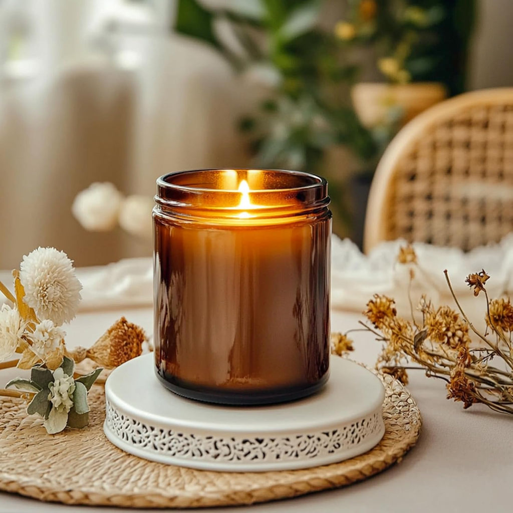 8oz Glass Candle Jars with Metal Lids, 30PCS Amber Candle Container | 8 oz Amber Candle Jars for Candle Making