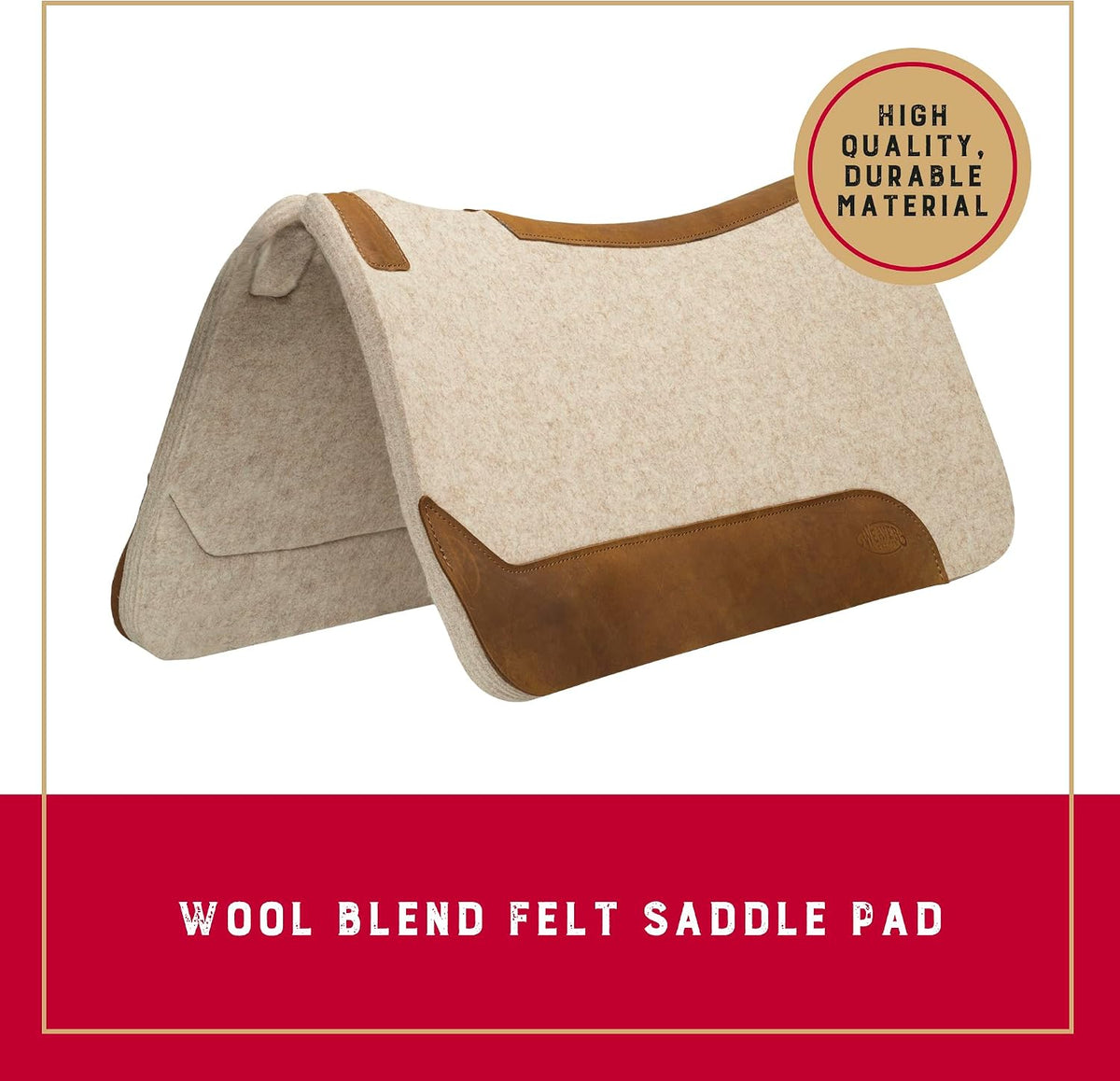 Wool Blend Felt Western Saddle Pad for Horses, 30" x 30"