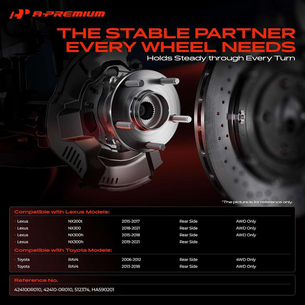 A-Premium 2 x Rear Wheel Bearing and Hub Assembly with 5-Lug