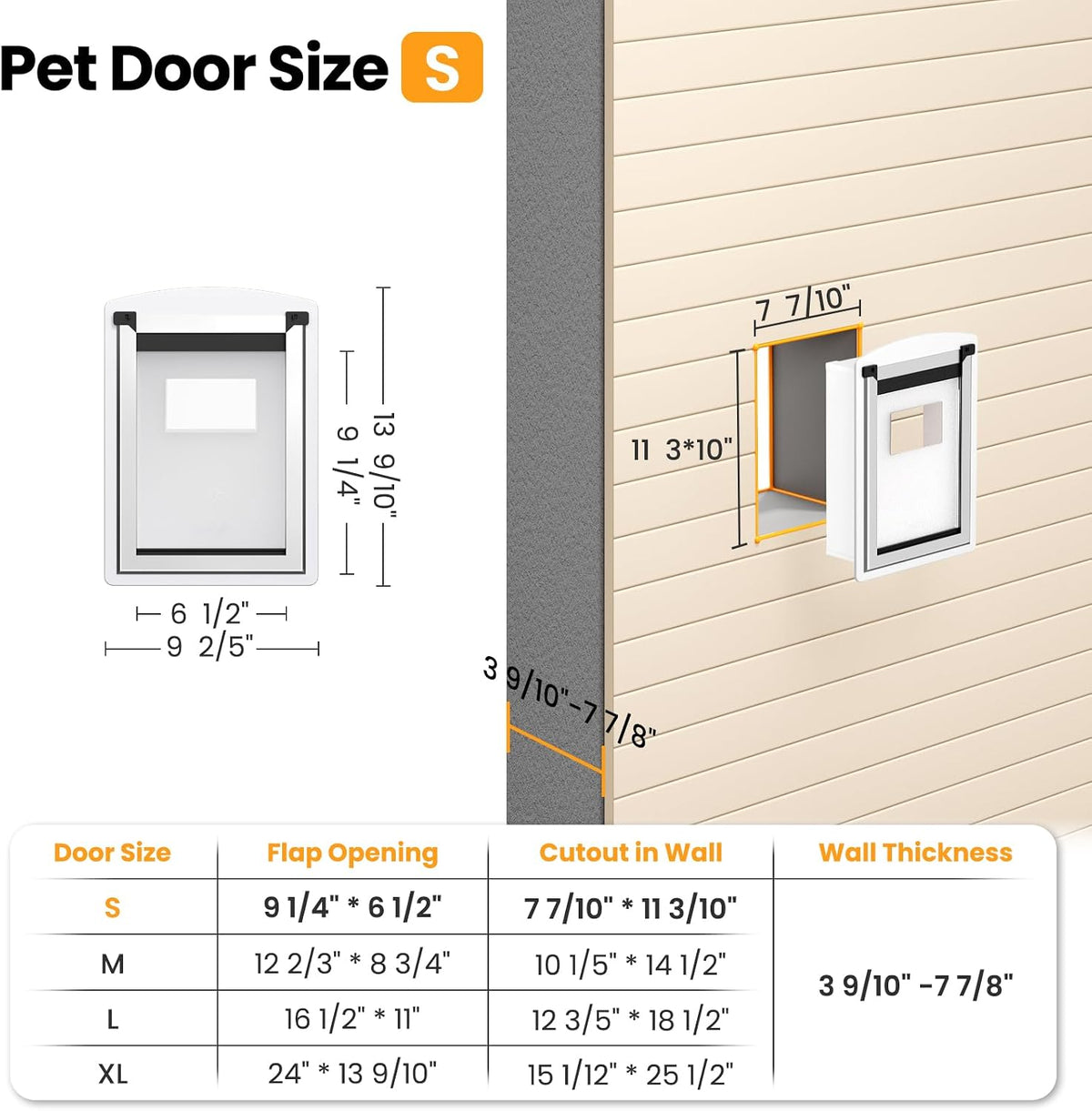 Cat Door for Wall, Energy Efficient Pet Entry Door