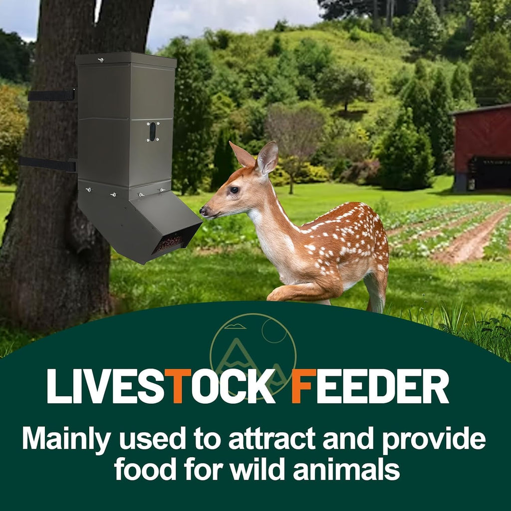 Tree Protein Deer Feeder with Waterproof Cover and Mounting Straps