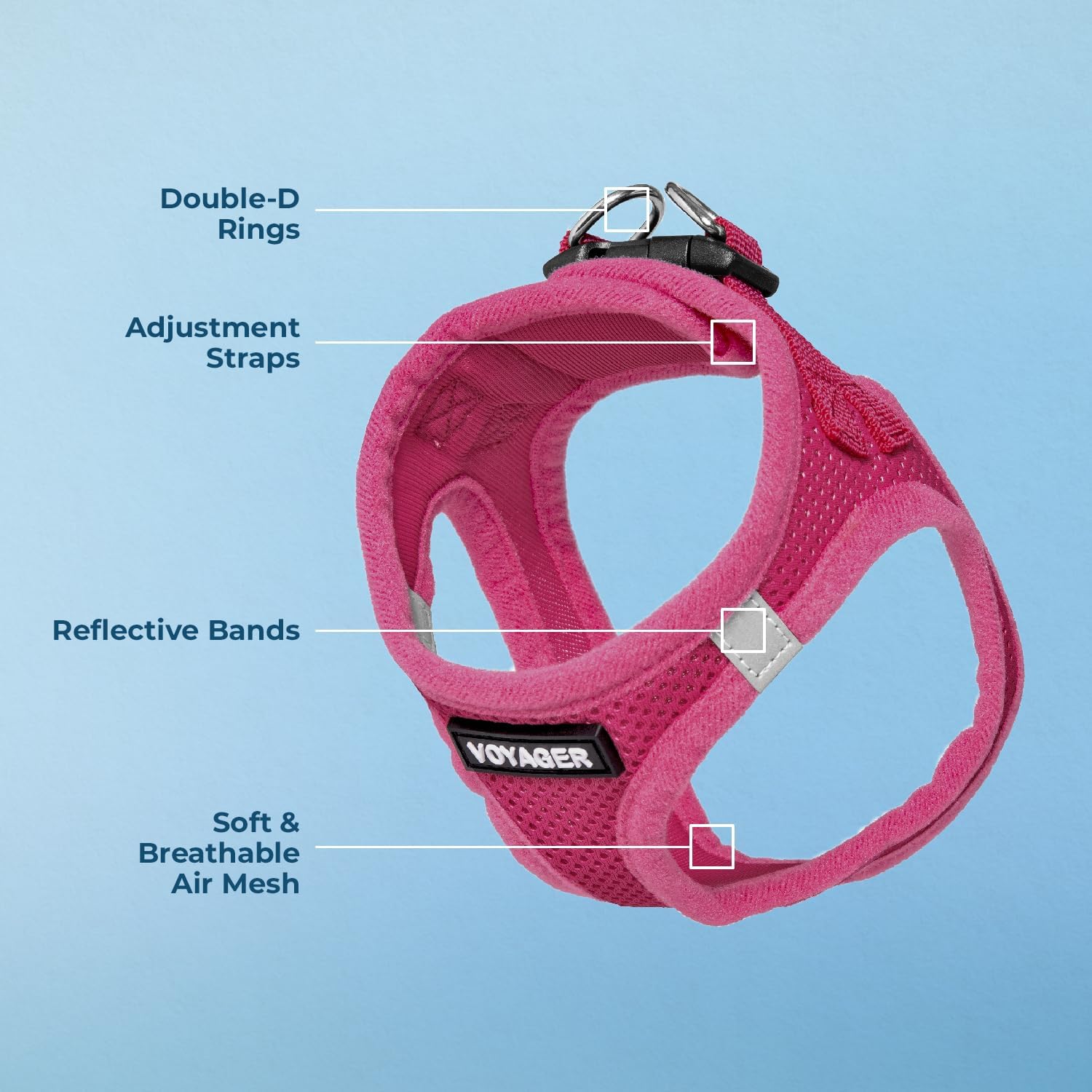 Voyager Step-in Air Harness - All Weather Mesh, Reflective, No Pull Harness for Dogs, Cats - Secure with Hook & Loop
