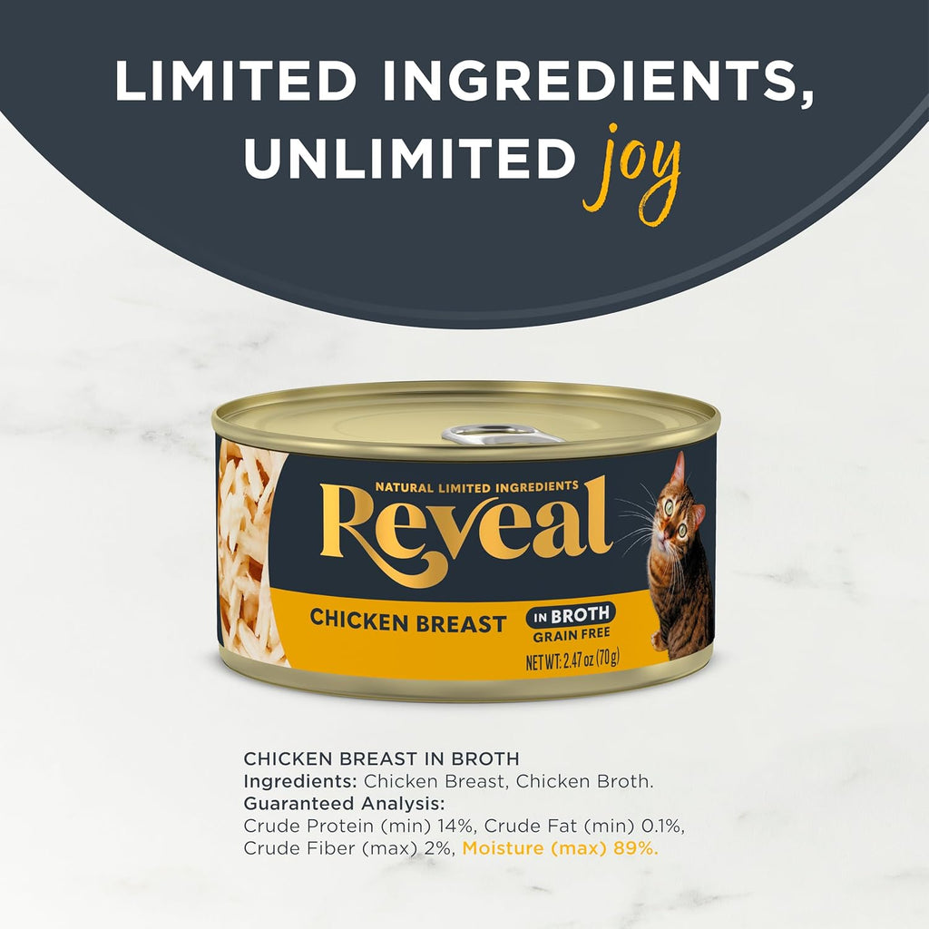 Chicken Breast in Broth Wet Cat Food 24-Pack 2.47 oz Cans