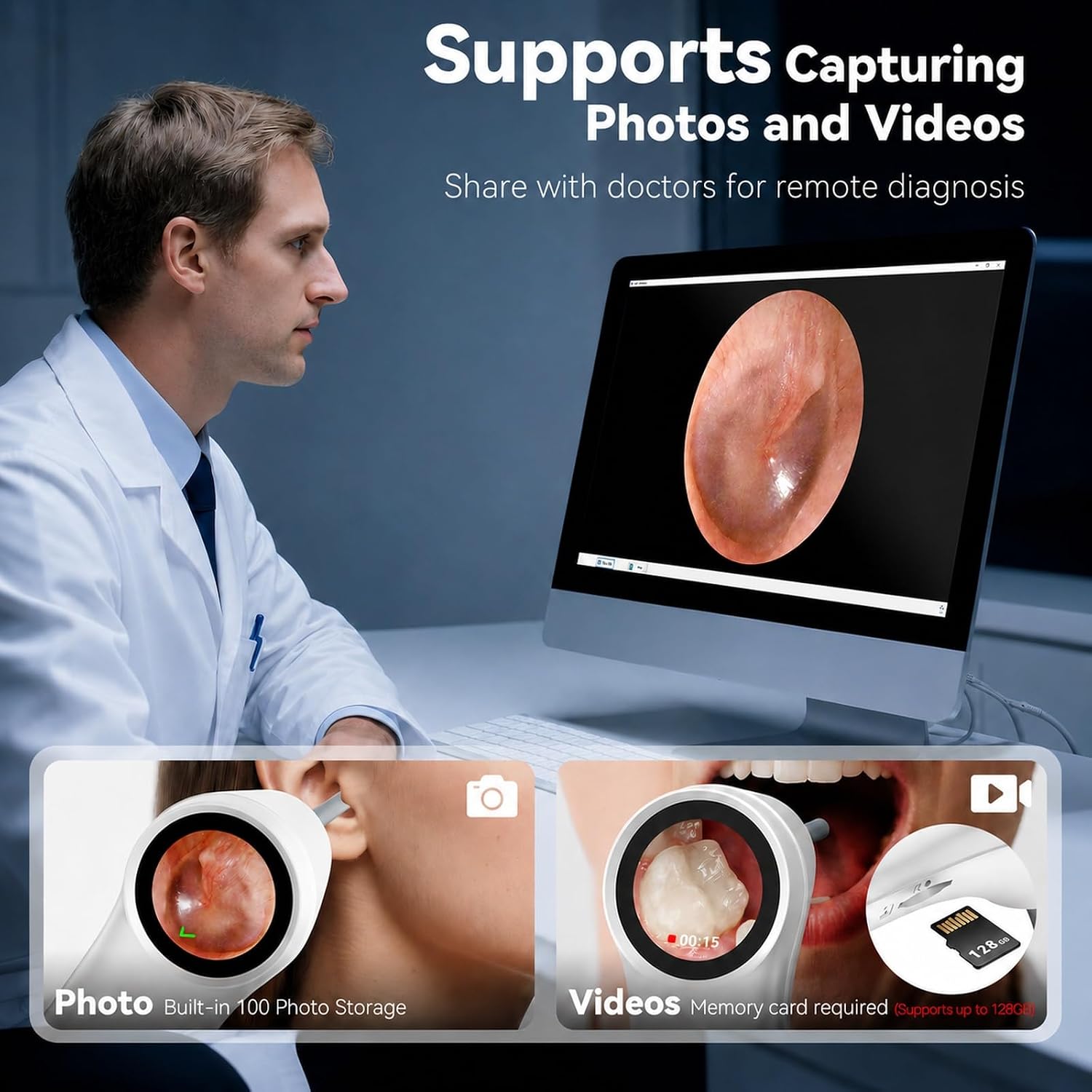 1080P HD Otoscope with 1.21'' Screen, Cleaner Camera for Family