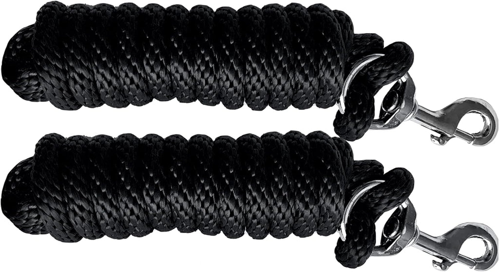 Pack of 2 Solid Poly Lead Rope for Horses & Livestock – 10 Foot Long and 5/8 inch Thick - Replaceable Heavy-Duty Bolt