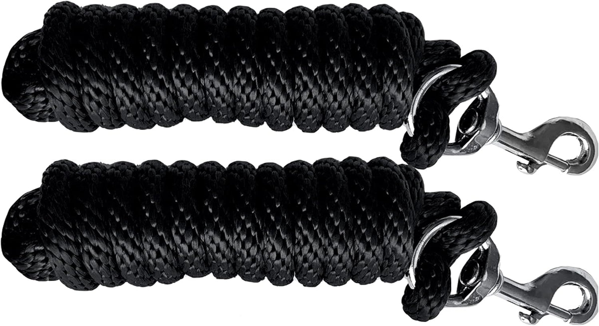 Pack of 2 Solid Poly Lead Rope for Horses & Livestock – 10 Foot Long and 5/8 inch Thick - Replaceable Heavy-Duty Bolt