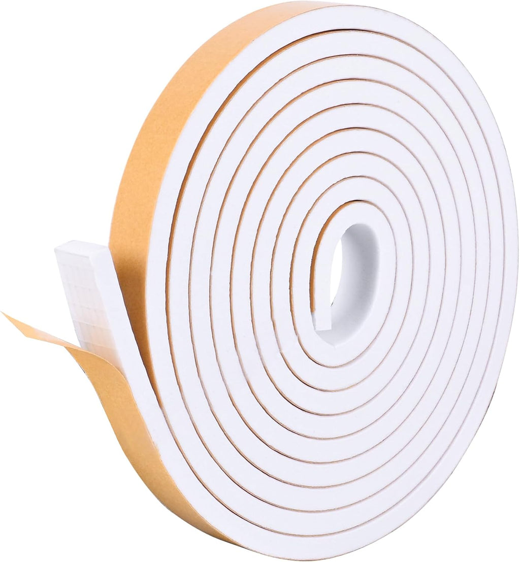 Self Adhesive Foam Tape Weatherstrip 1/2in x 1/4in x 16.5Ft High Density Foam Insulation Strips Seal Weather