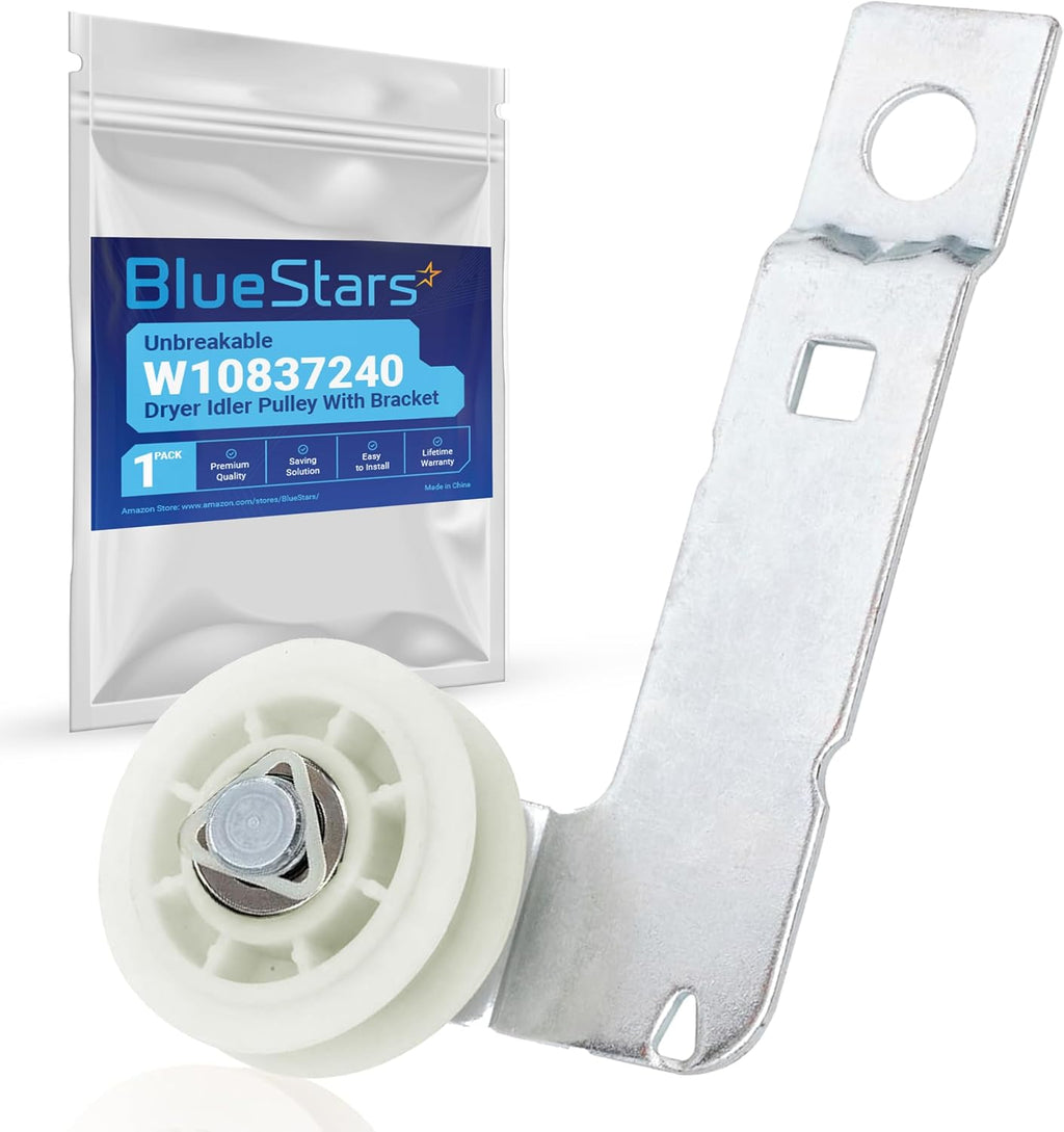 BlueStars Unbreakable W10837240 Dryer Idler Pulley With Bracket for Kenmore