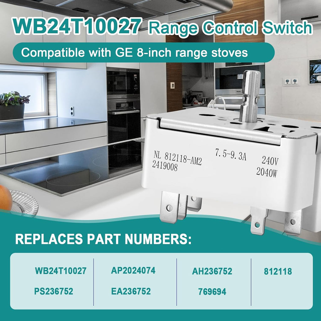WB24T10027 Infinite Control Switch for GE 8" Electric Stove Burner