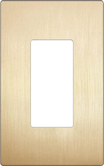 Decorator Switch Cover, Screwless Wall Plate, Brushed Gold | Mid-Size 1-Gang 4.88" x 3.11, Polycarbonate