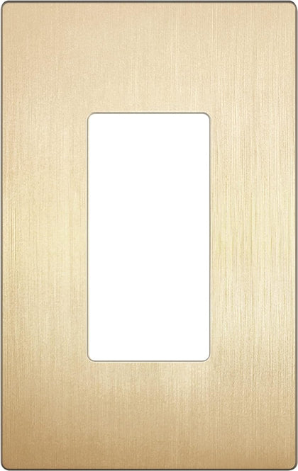 Decorator Switch Cover, Screwless Wall Plate, Brushed Gold | Mid-Size 1-Gang 4.88" x 3.11, Polycarbonate