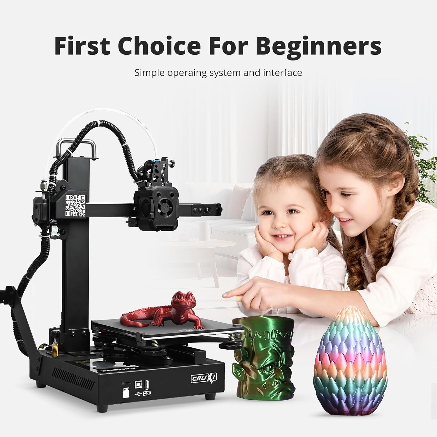 Small High Speed 3D Printer, CRUX 1S Desktop Mini 3D Printer for Beginners, Proximal Printhead with Dual-axis Metal