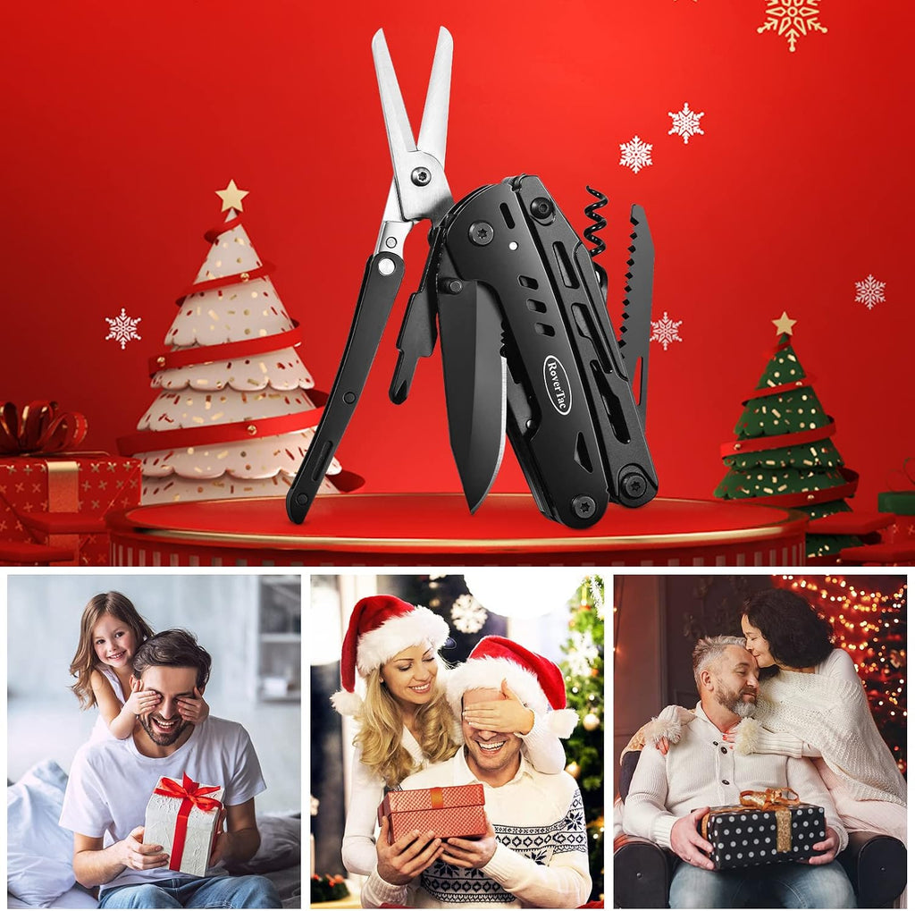 18-in-1 Multitool Pocket Knife with Pliers, Saw, Corkscrew & Detachable Scissors, Multi Tool with Safety Lock, 9