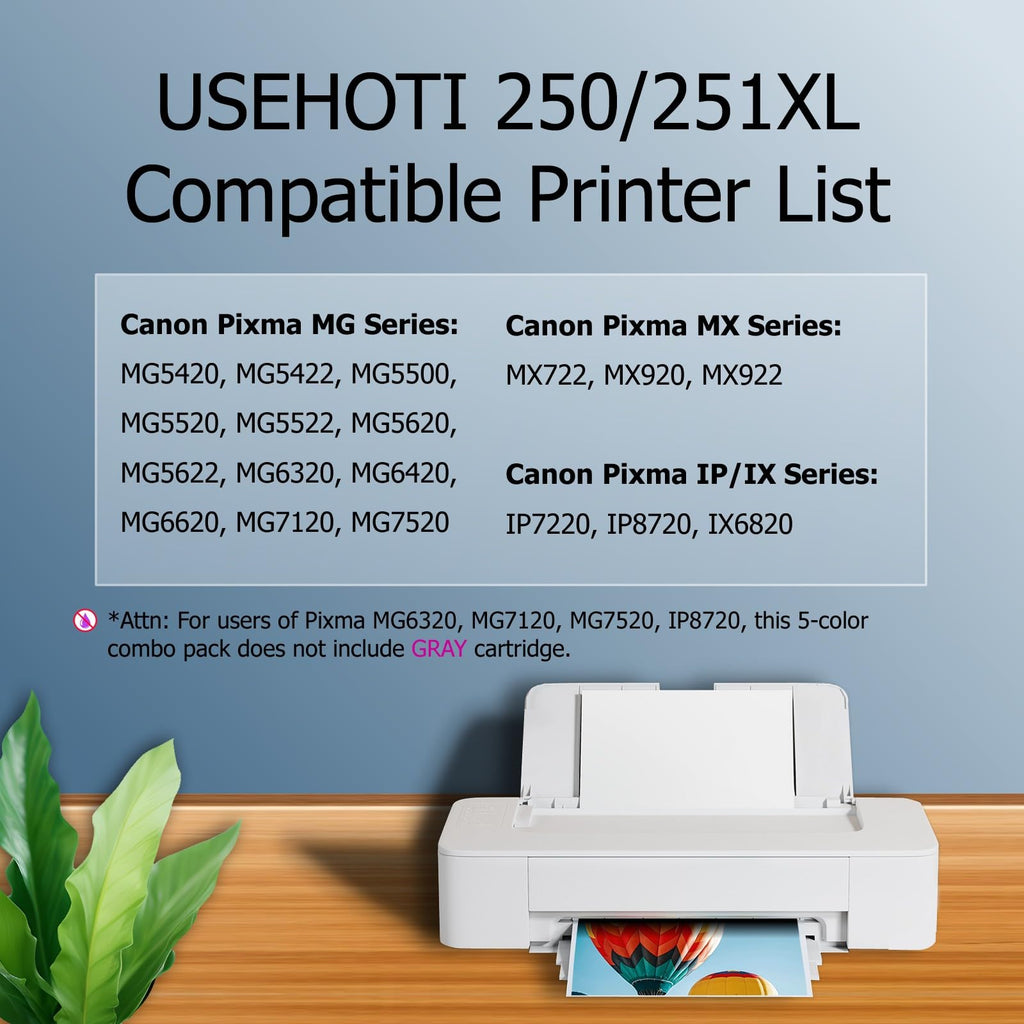 PGI-250XL CLI-251XL Ink Cartridges Compatible with Canon, 6 Pack