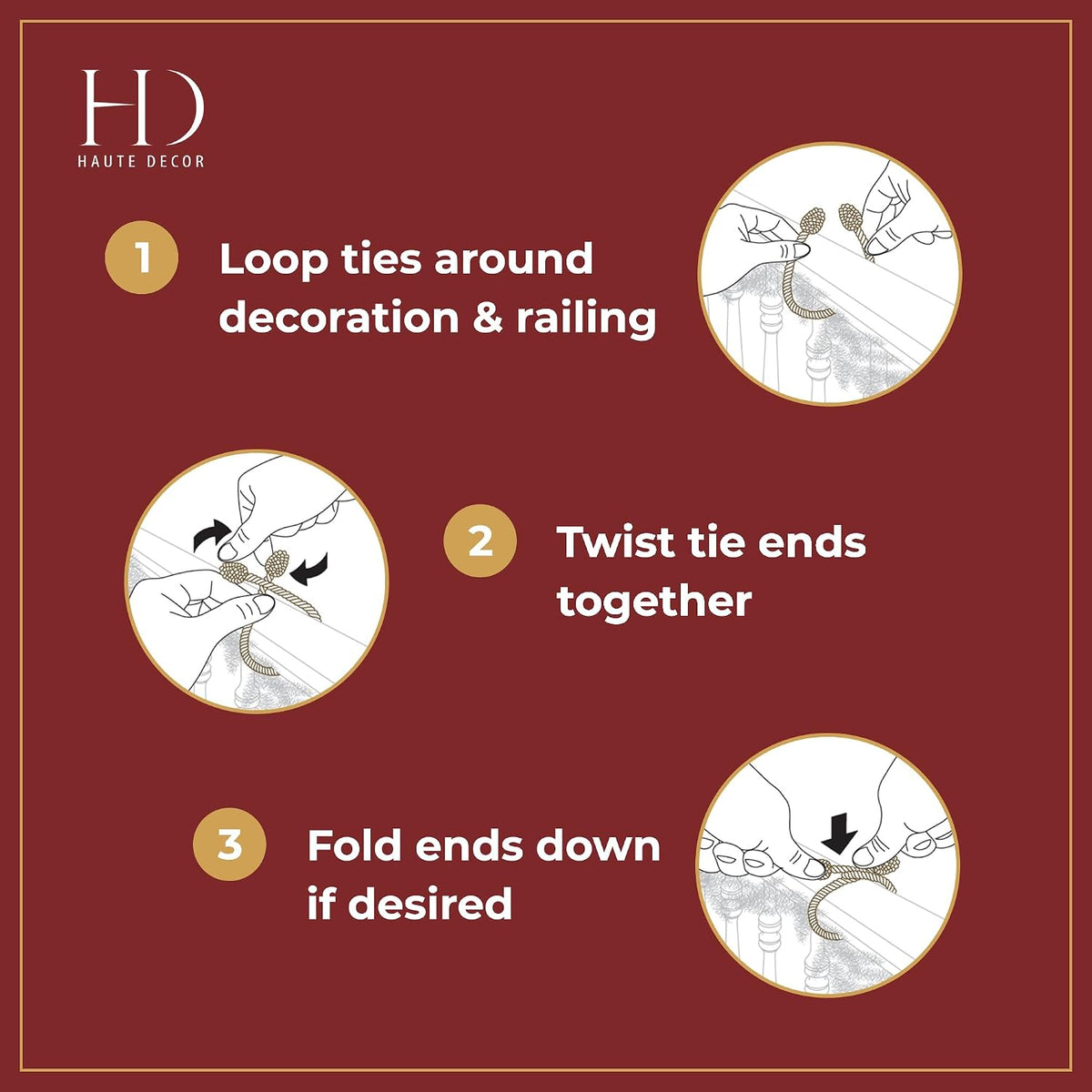 Decorative Twist Ties, 6 Pack, 16 inches (Brown) - Hang Garland, Lights and More