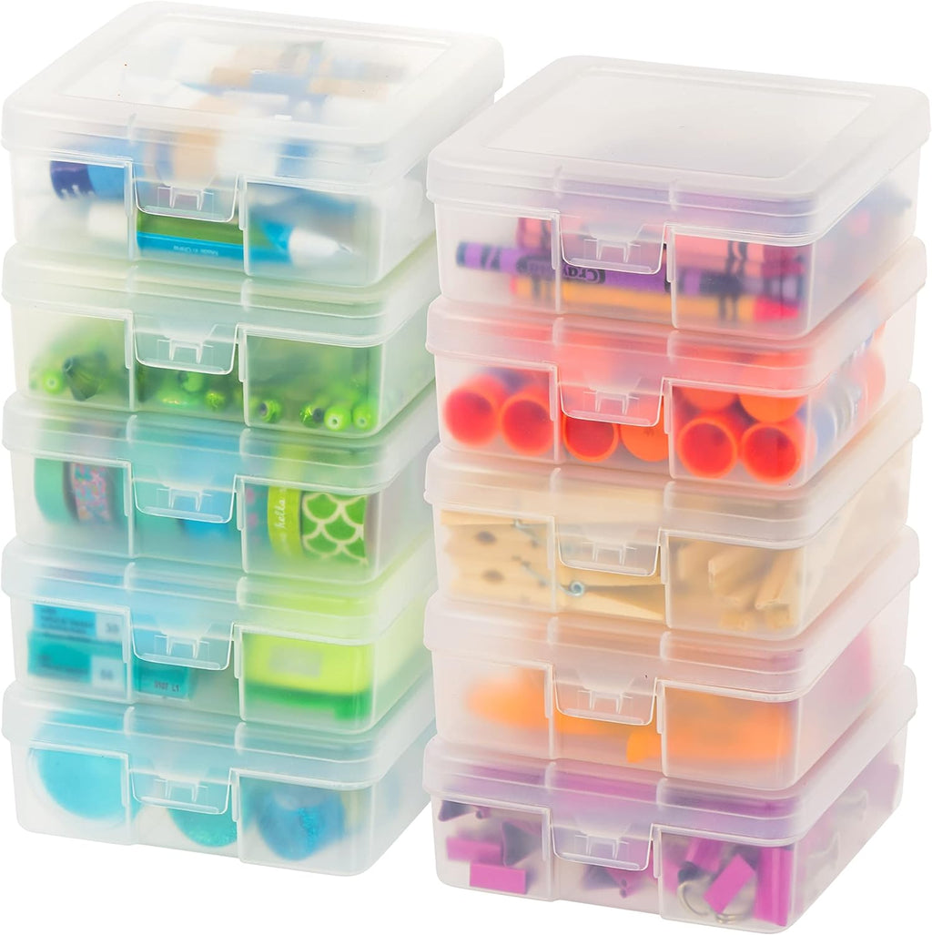 Clear Storage Cases, 10-Pack, |Made in USA|, Plastic Bead Organizing Containers with Snap Lid for Arts, Crafts