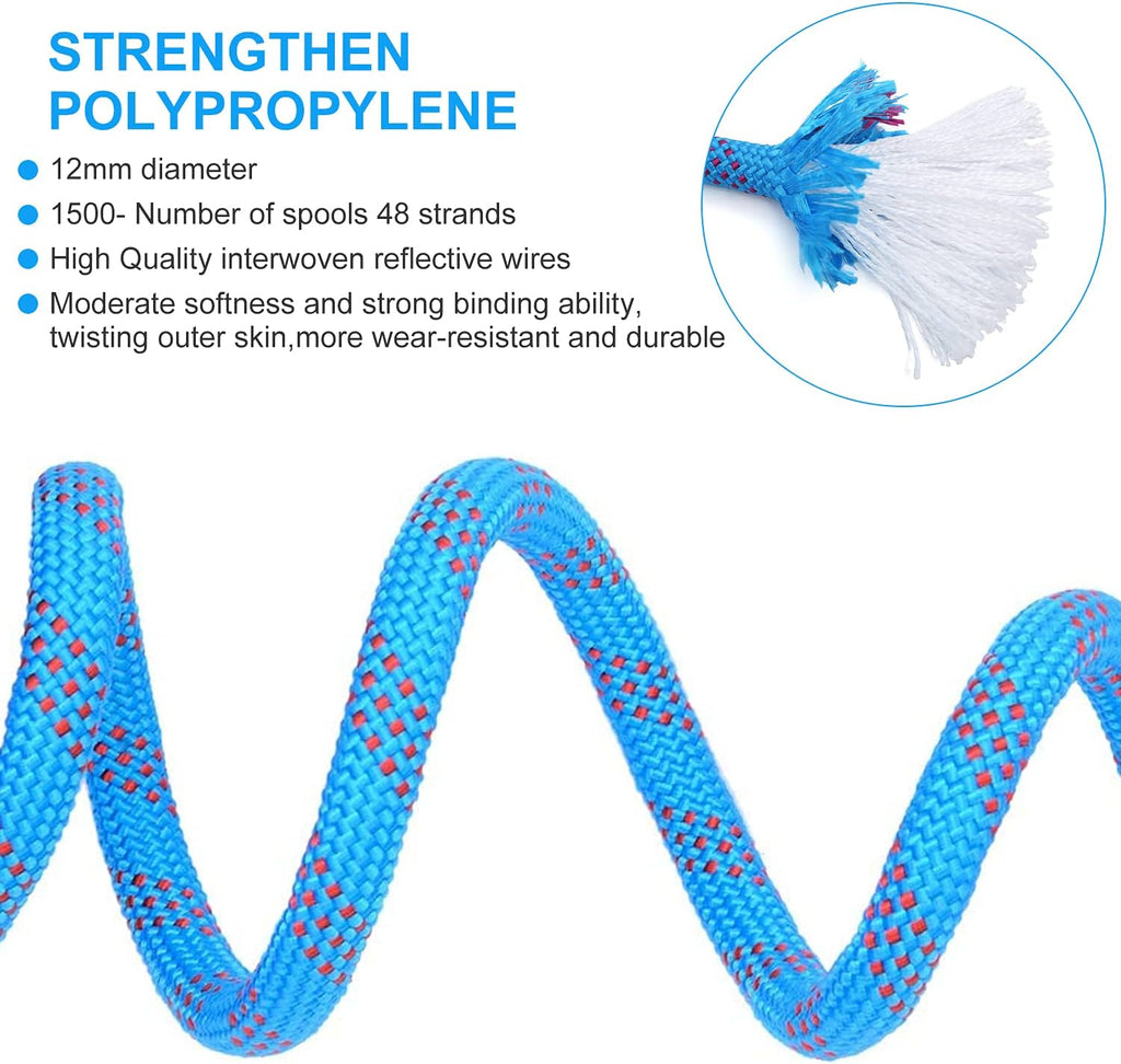 10mm/12mm (32FT/64FT) Climbing Rope, Outdoor Static Rock Climbing Rope, Tree Climbing Rappelling Rope, Escape Nylon