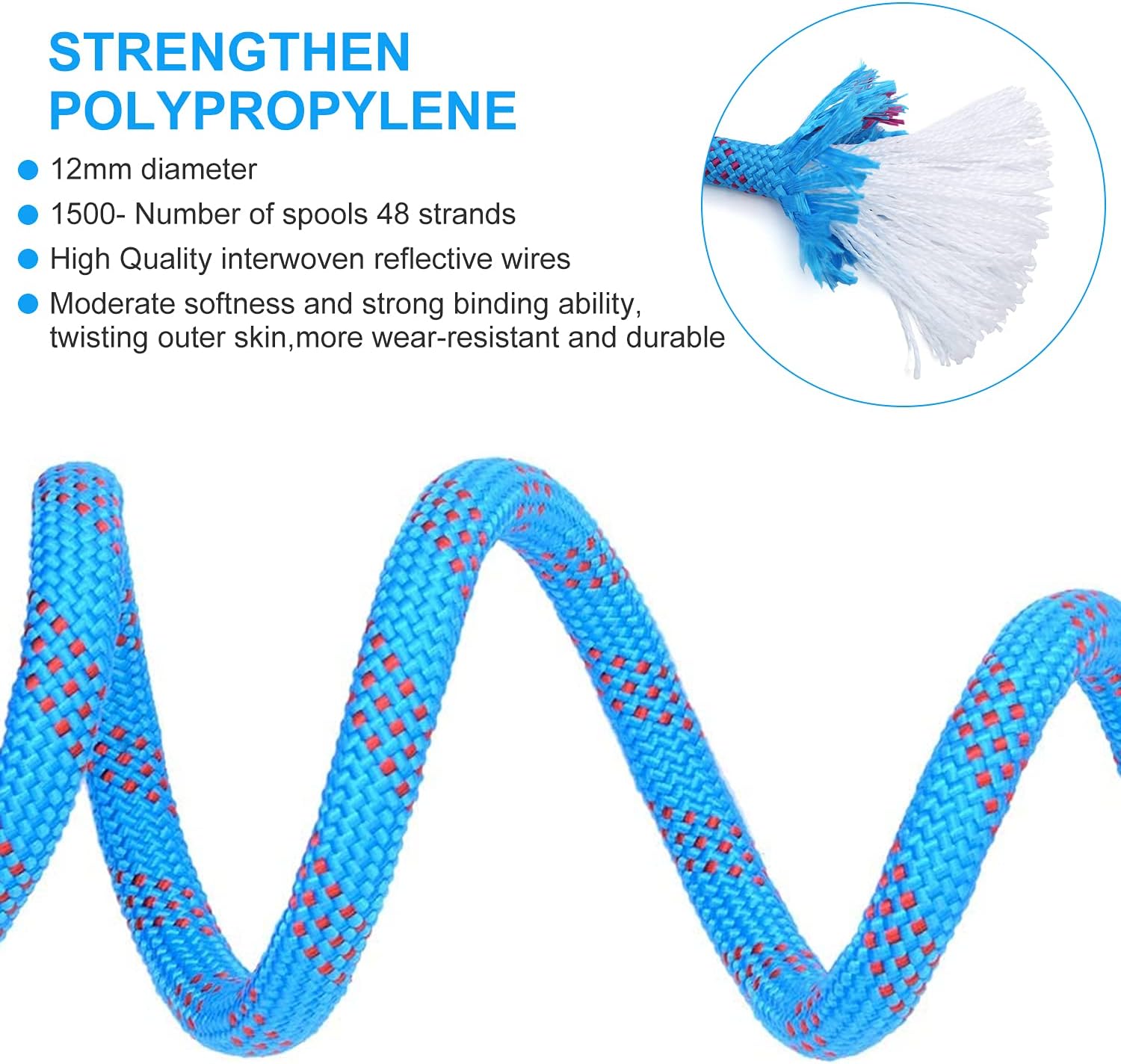 10mm/12mm (32FT/64FT) Climbing Rope, Outdoor Static Rock Climbing Rope, Tree Climbing Rappelling Rope, Escape Nylon