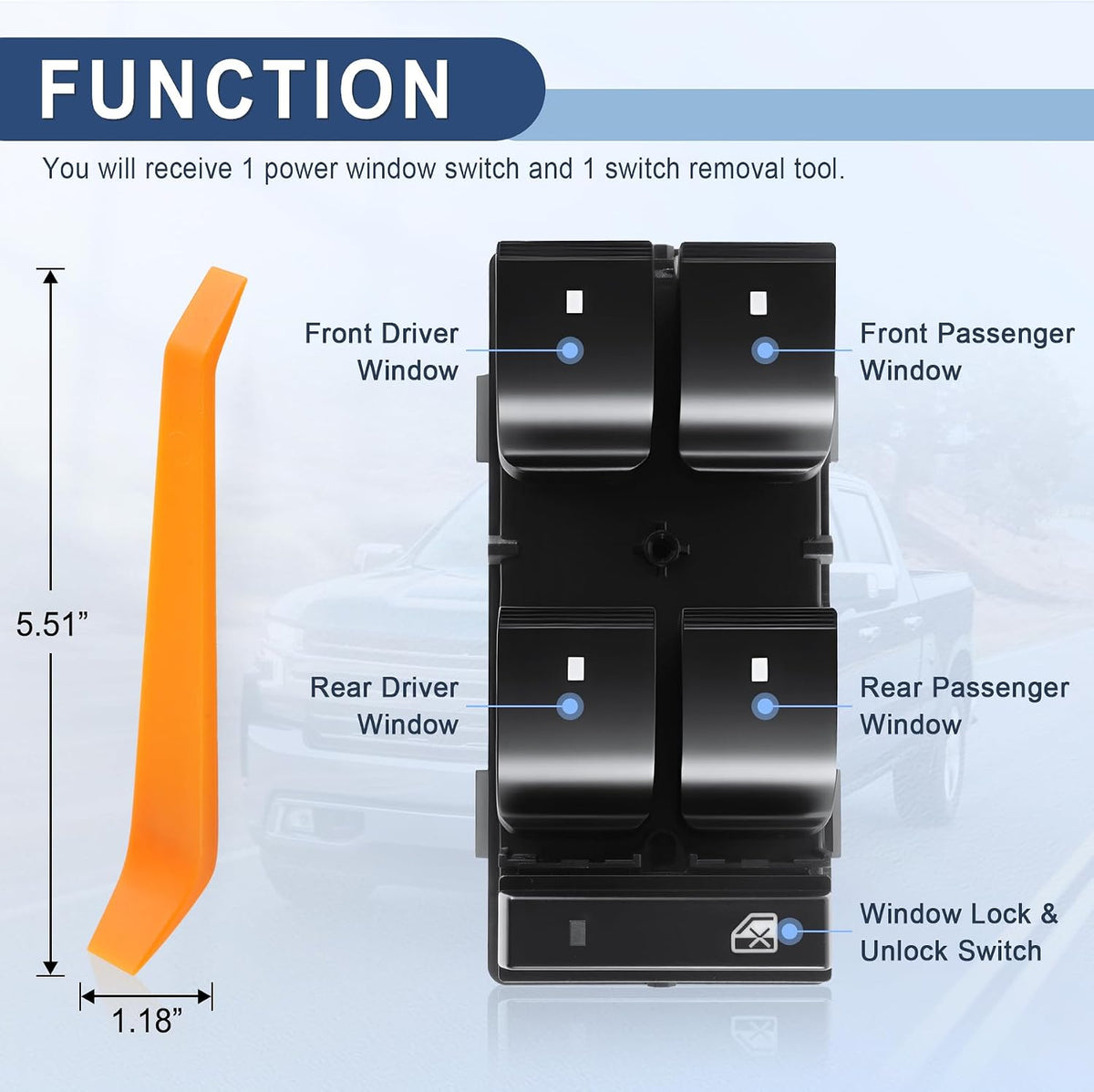 Amiss Driver Side Power Master Window Switch, Compatible with Chevy Silverado/GMC Sierra 2007-2013, Chevrolet Traverse/HHR/Yukon/Buick Enclave Replace OE 20945129 25789692