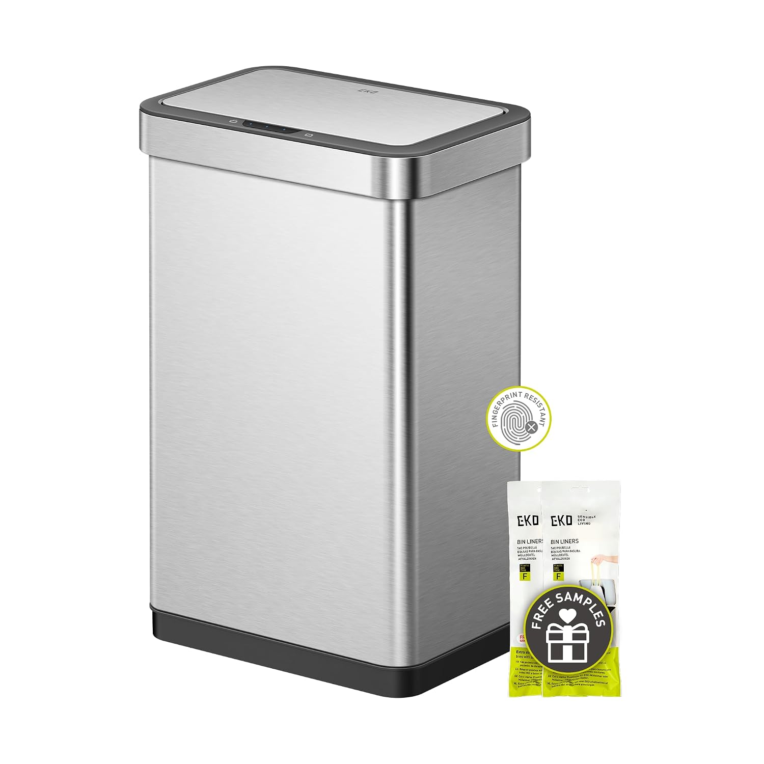 EcoNova 13.2 Gallon/ 50L Automatic Sensor Kitchen Trash Can or Recycling Bin, Stainless Steel Touchless Garbage Bin