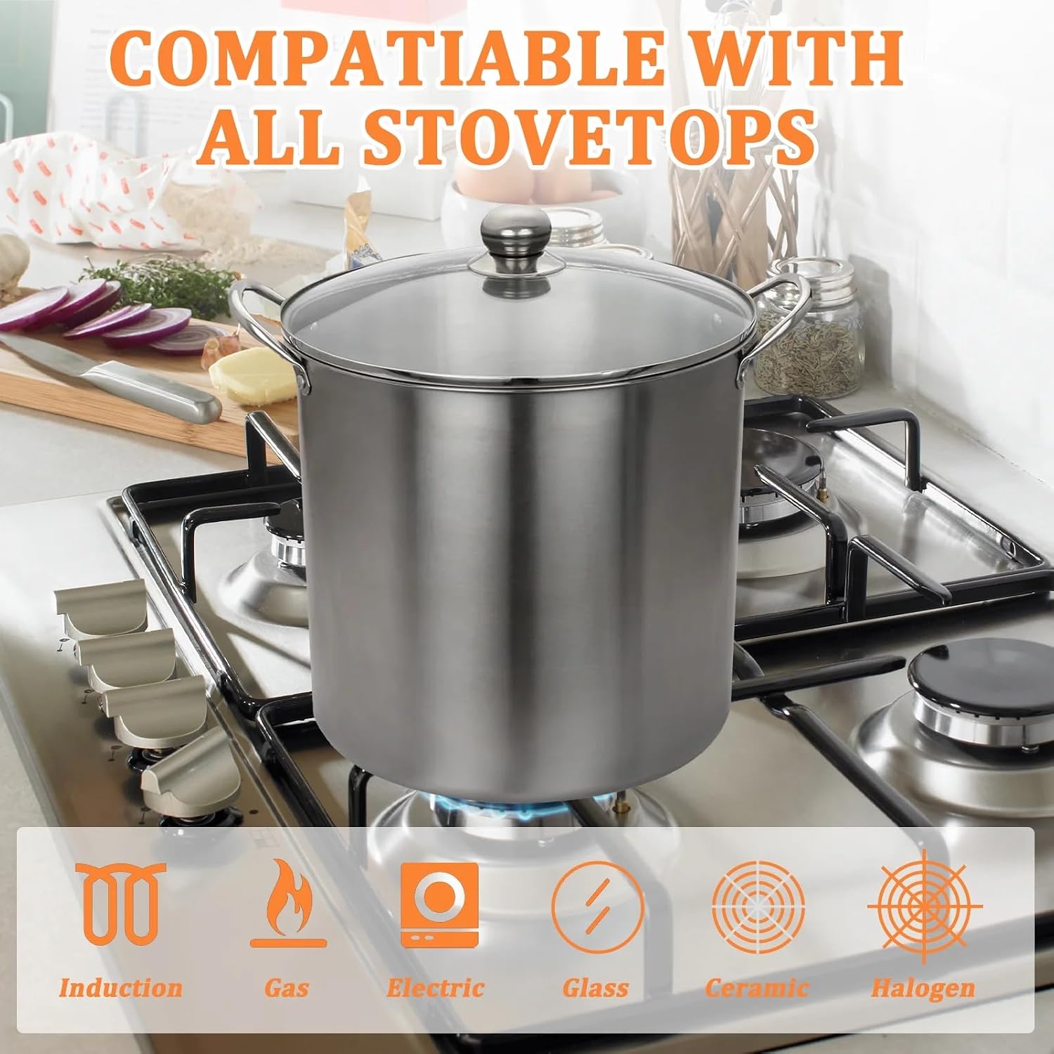 21.5Qt Stainless Steel Canning Pot with Rack, Water & Steam Canner, Large